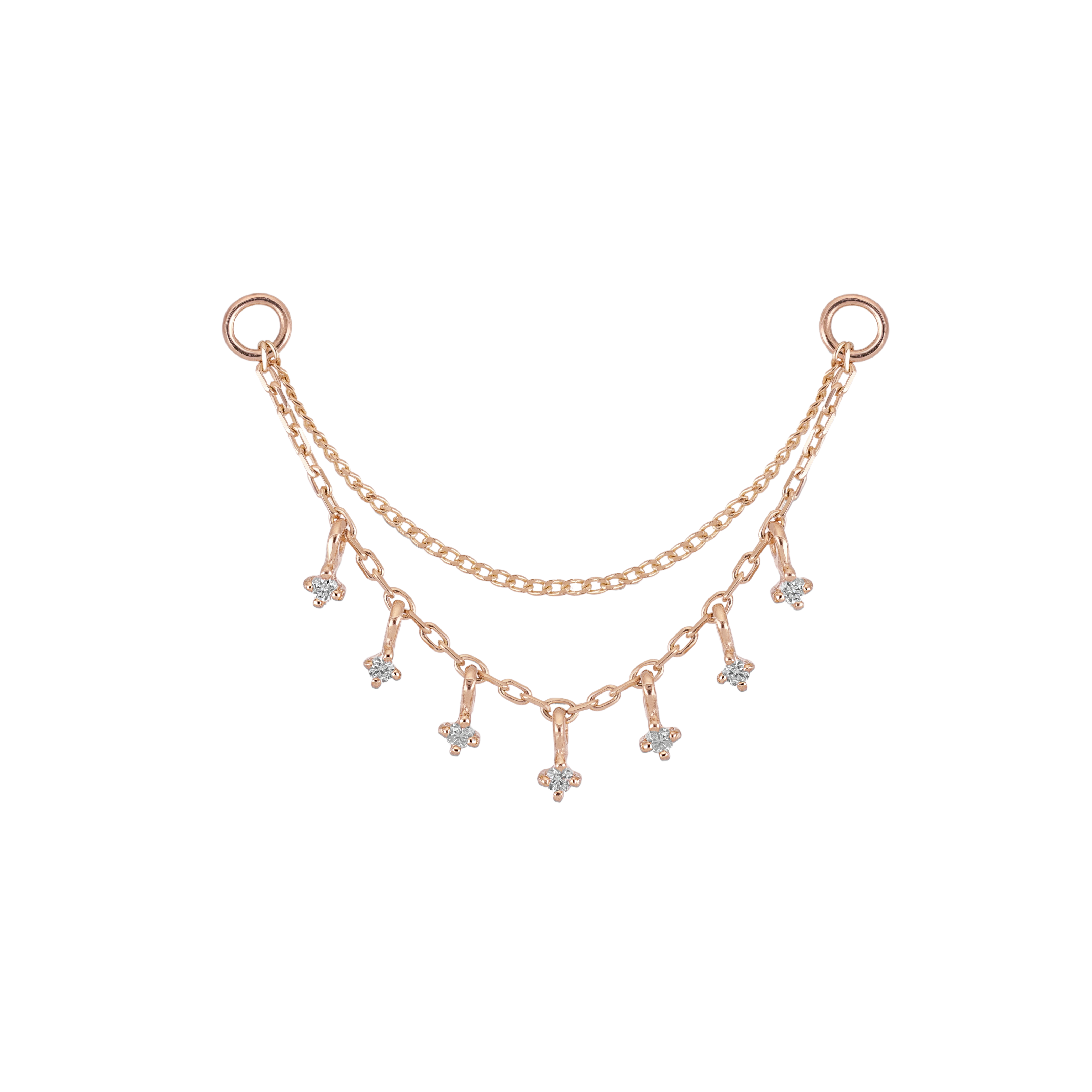 Ember Tiny Diamond Charm Double Chain 32mm