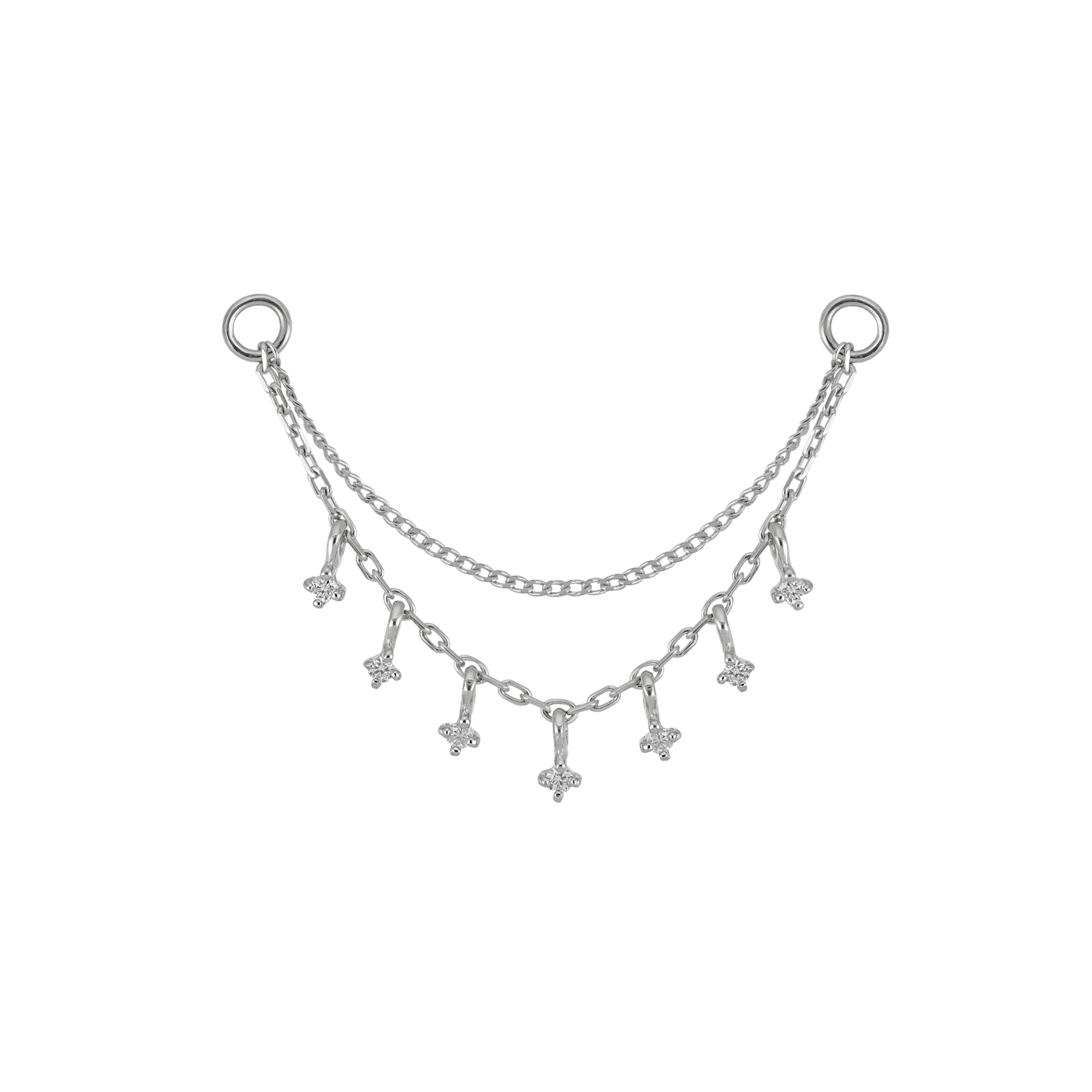 Ember Tiny Diamond Charm Double Chain 32mm