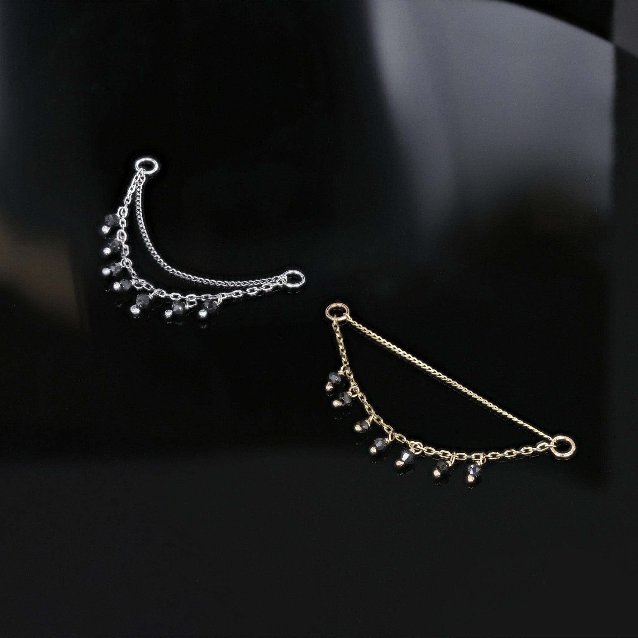 BEATTI Chain Attachments Santal III • Black Diamond Beads Double Drape Chain Santal III • Black Diamond Beads Double Drape Chain