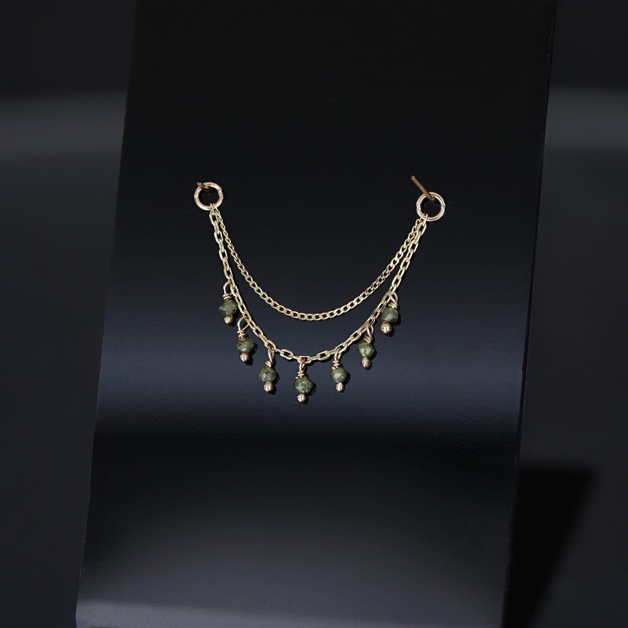 BEATTI Chain Attachments Gold Santal III • Green Diamond Beads Double Drape Chain BTFG053A-NEW GD Santal III • Green Diamond Beads Double Drape Chain