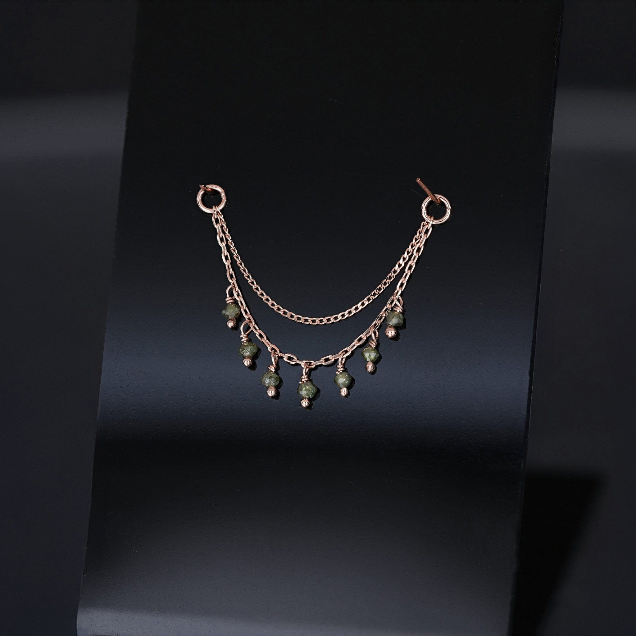 BEATTI Chain Attachments Santal III • Green Diamond Beads Double Drape Chain Santal III • Green Diamond Beads Double Drape Chain