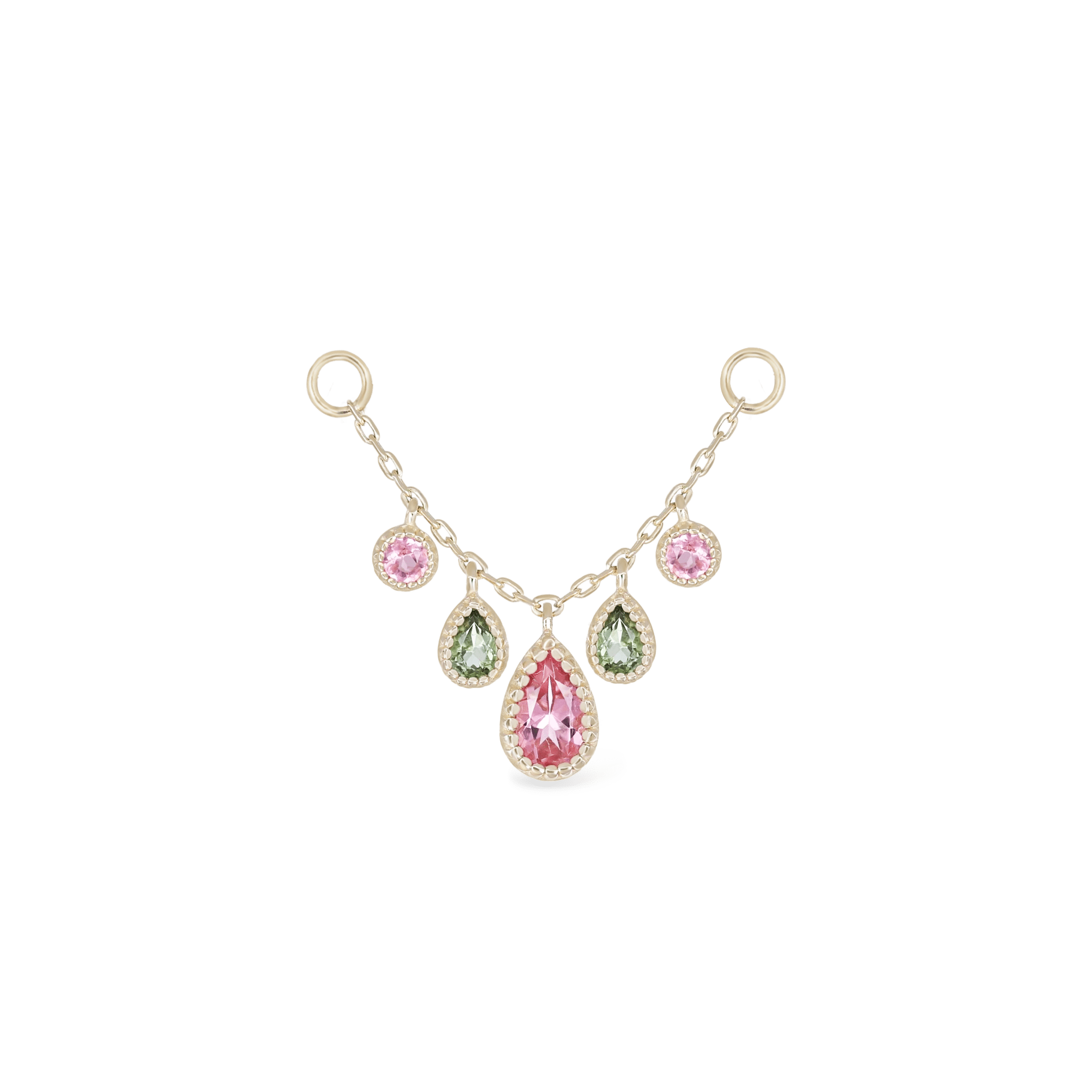 BEATTI Chain Attachments Gold / Light Pink Tourmaline BTFG093  • 14K Gold Gemstone Chain Attachment BTFG093 Dido Bead Charm Double Chain Attachment by BEATTI