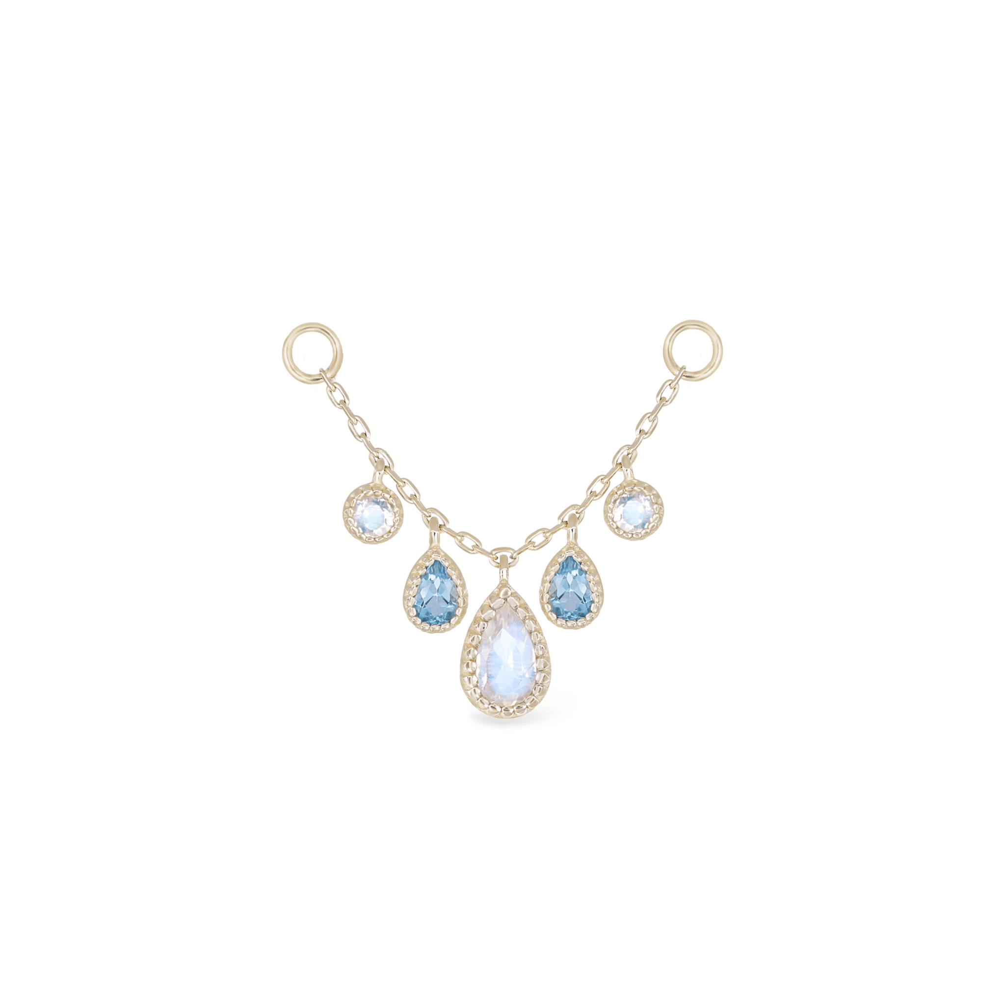 BEATTI Chain Attachments Gold / Rainbow Moonstone BTFG093  • 14K Gold Gemstone Chain Attachment BTFG093 Dido Bead Charm Double Chain Attachment by BEATTI