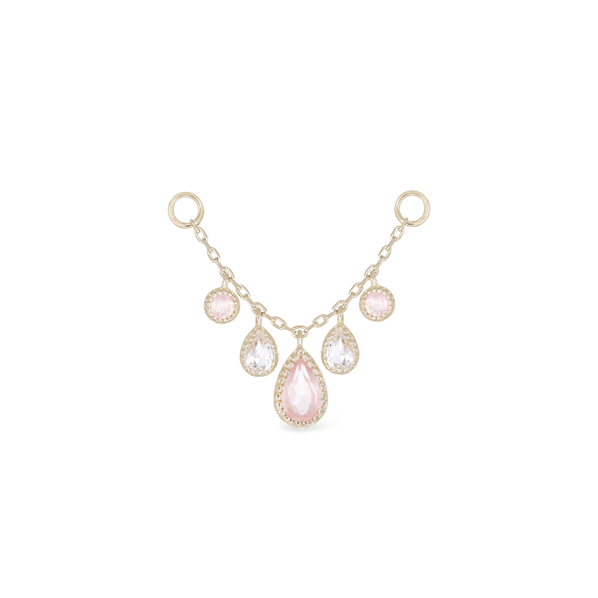 BEATTI Chain Attachments Gold / Rose Quartz BTFG093  • 14K Gold Gemstone Chain Attachment BTFG093 Dido Bead Charm Double Chain Attachment by BEATTI
