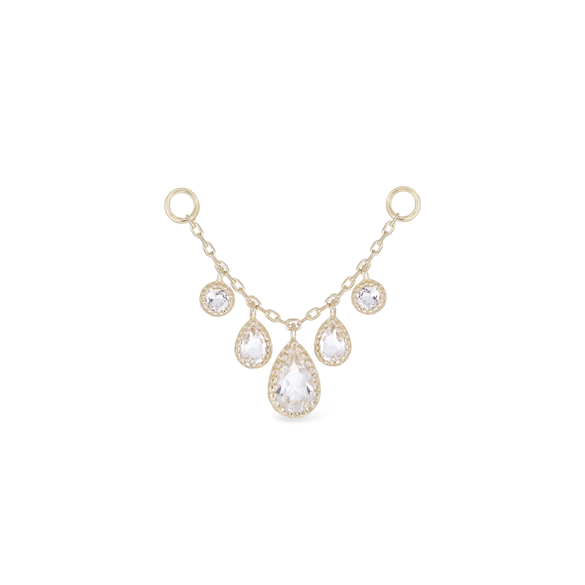 BEATTI Chain Attachments Gold / White Topaz BTFG093  • 14K Gold Gemstone Chain Attachment BTFG093 Dido Bead Charm Double Chain Attachment by BEATTI