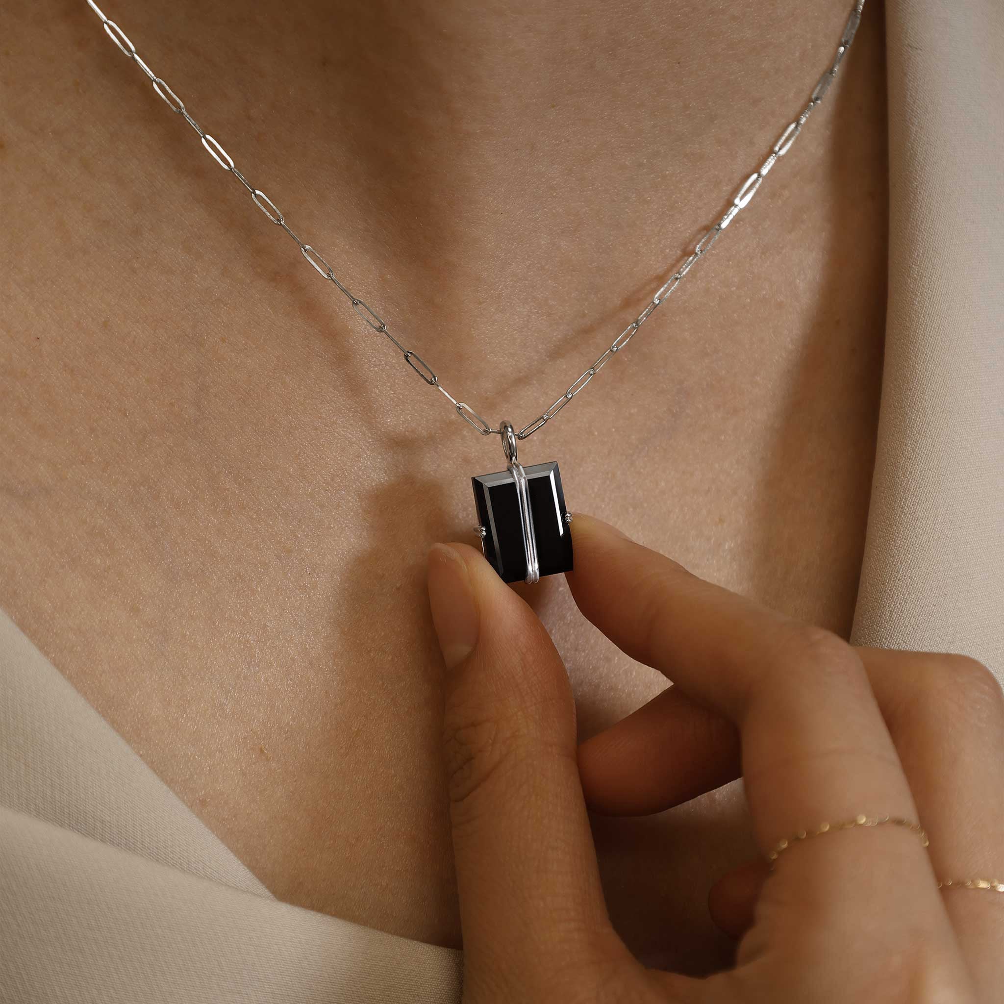 Rectangular Cut Double Ridge Pendant