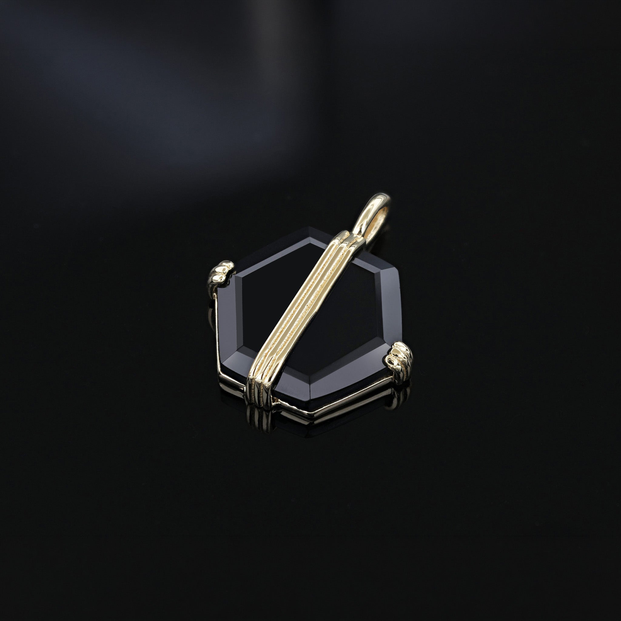 Onyx Triple Ridge Hex Pendant