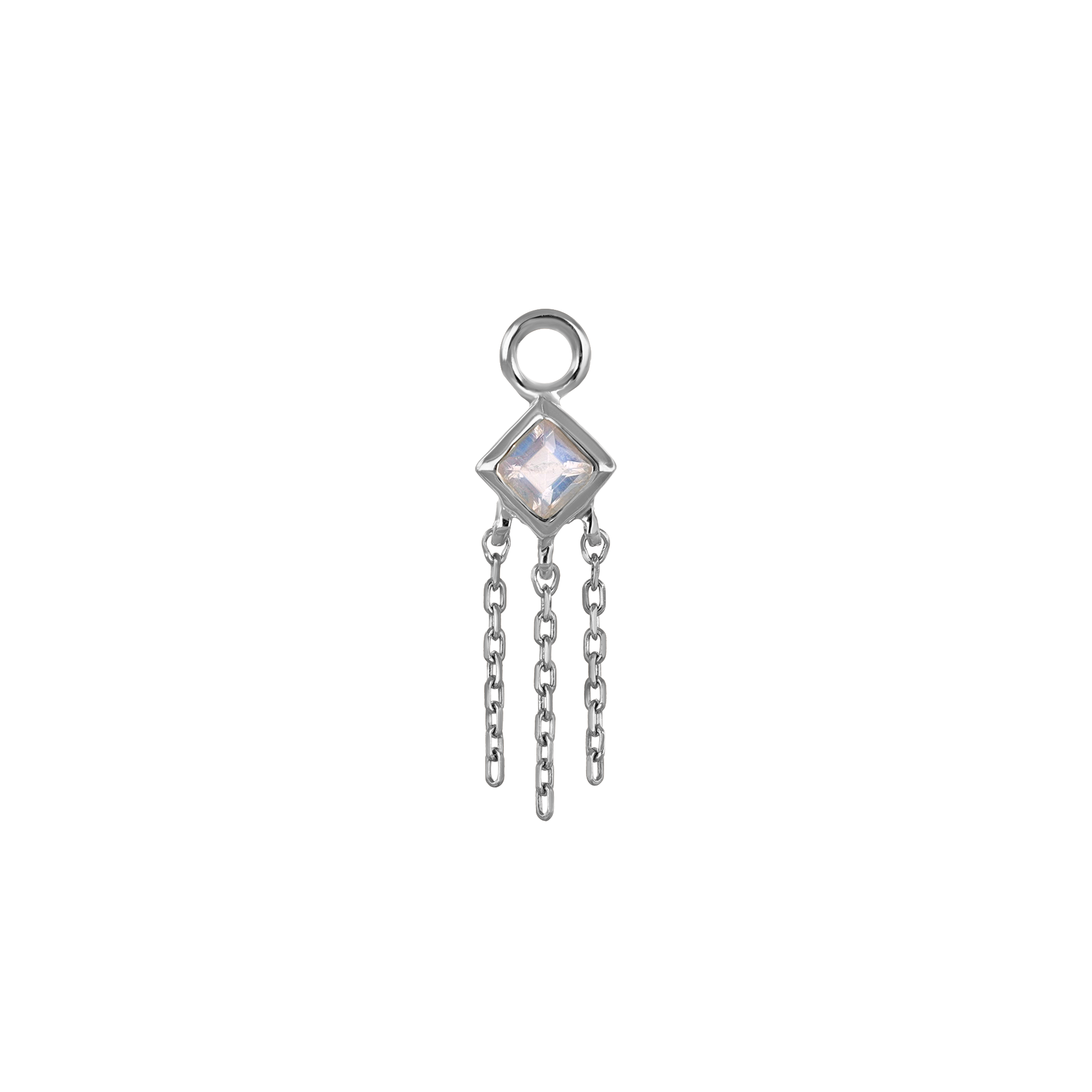 Neo · 14K Gold Princess Cut Gemstone with Chain Tassel Hoop Charm