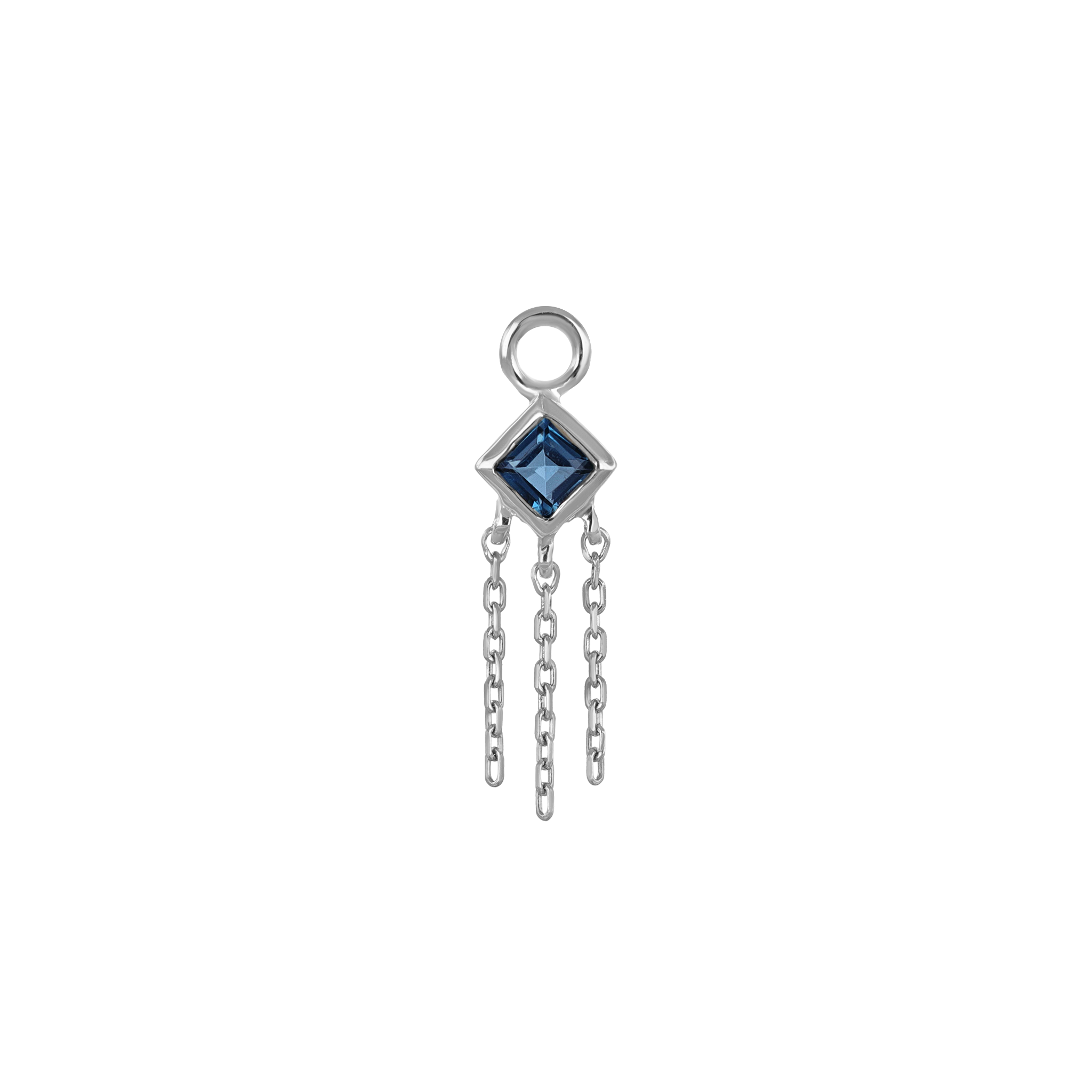 Neo · 14K Gold Princess Cut Gemstone with Chain Tassel Hoop Charm