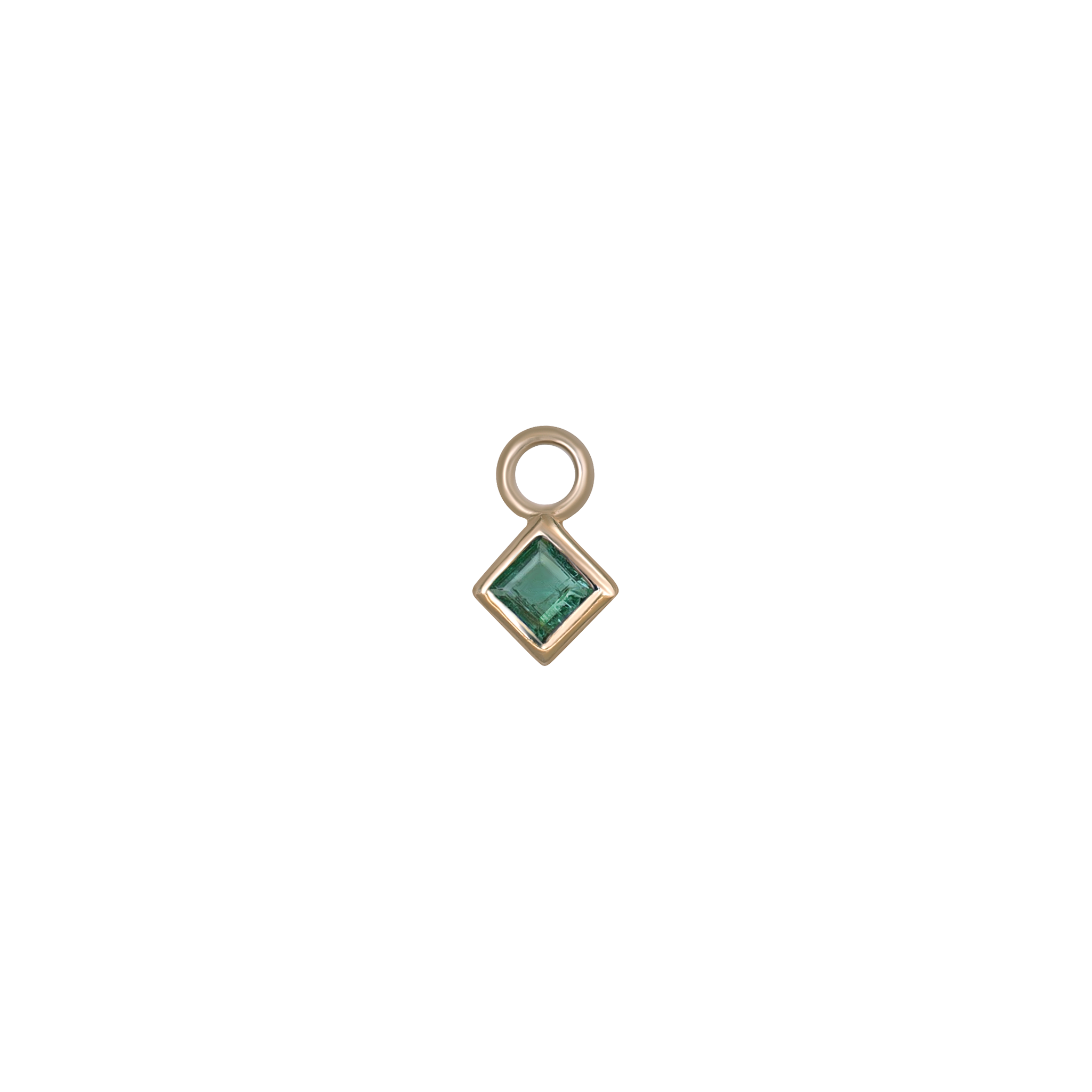 Neo · 14K Gold Princess Cut Gemstone Hoop Charm