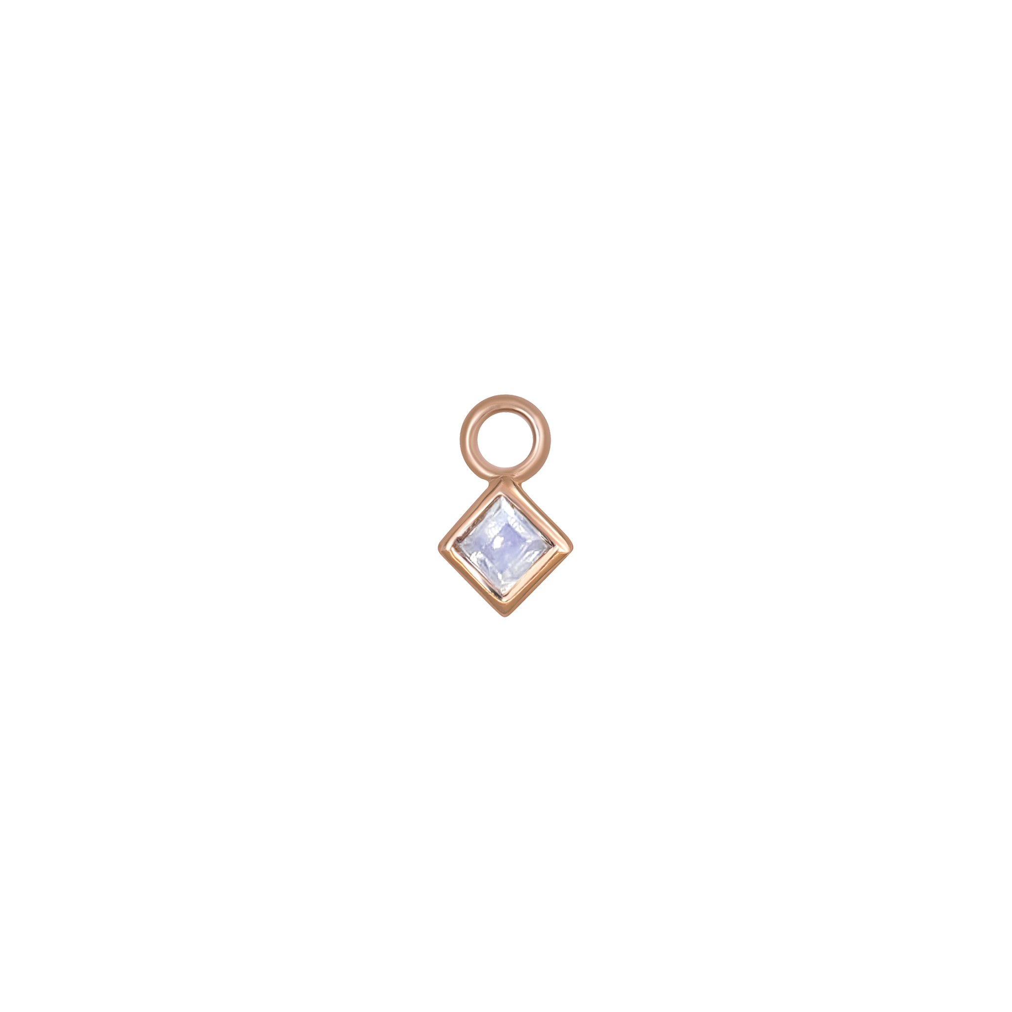 Neo · 14K Rose Gold Princess Cut Moonstone Hoop Charm