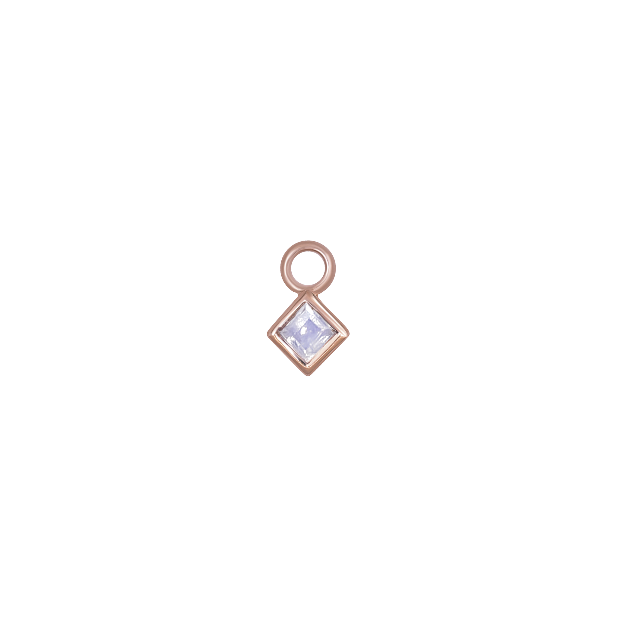 Neo · 14K Rose Gold Princess Cut Moonstone Hoop Charm