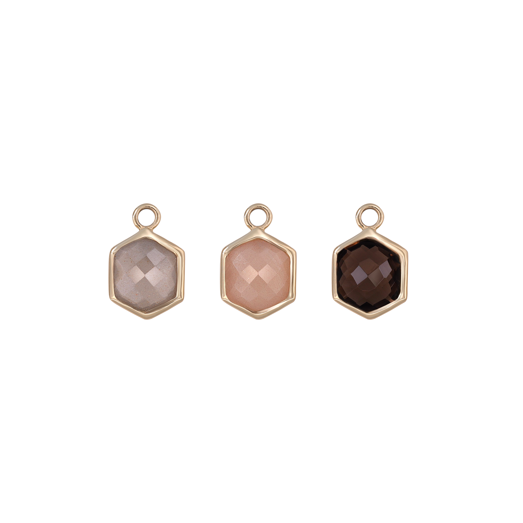 Rhea • 14K Gold Hexagon Gemstone Hoop Charm