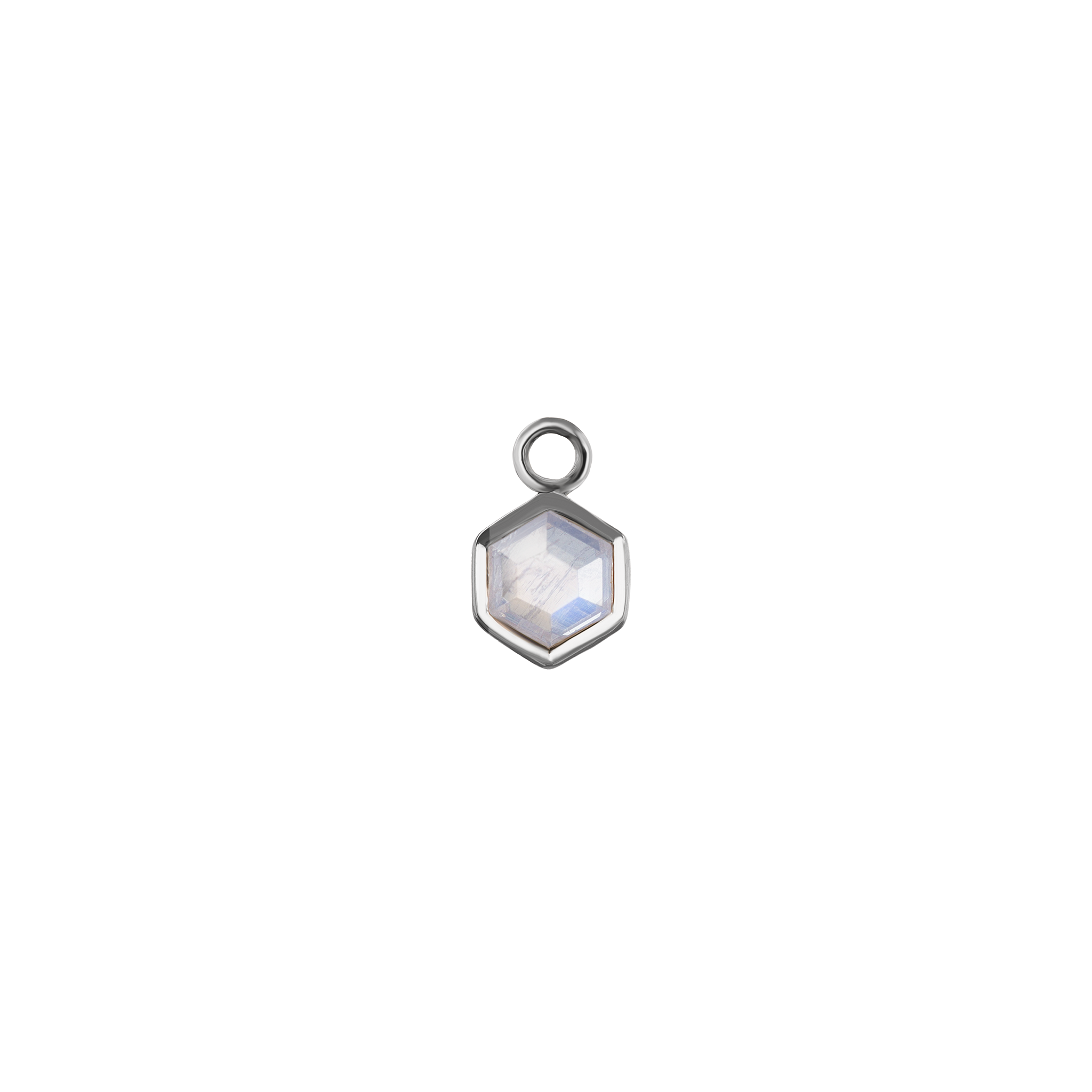 Ela • 14K Gold Hexagon Gemstone Hoop Charm