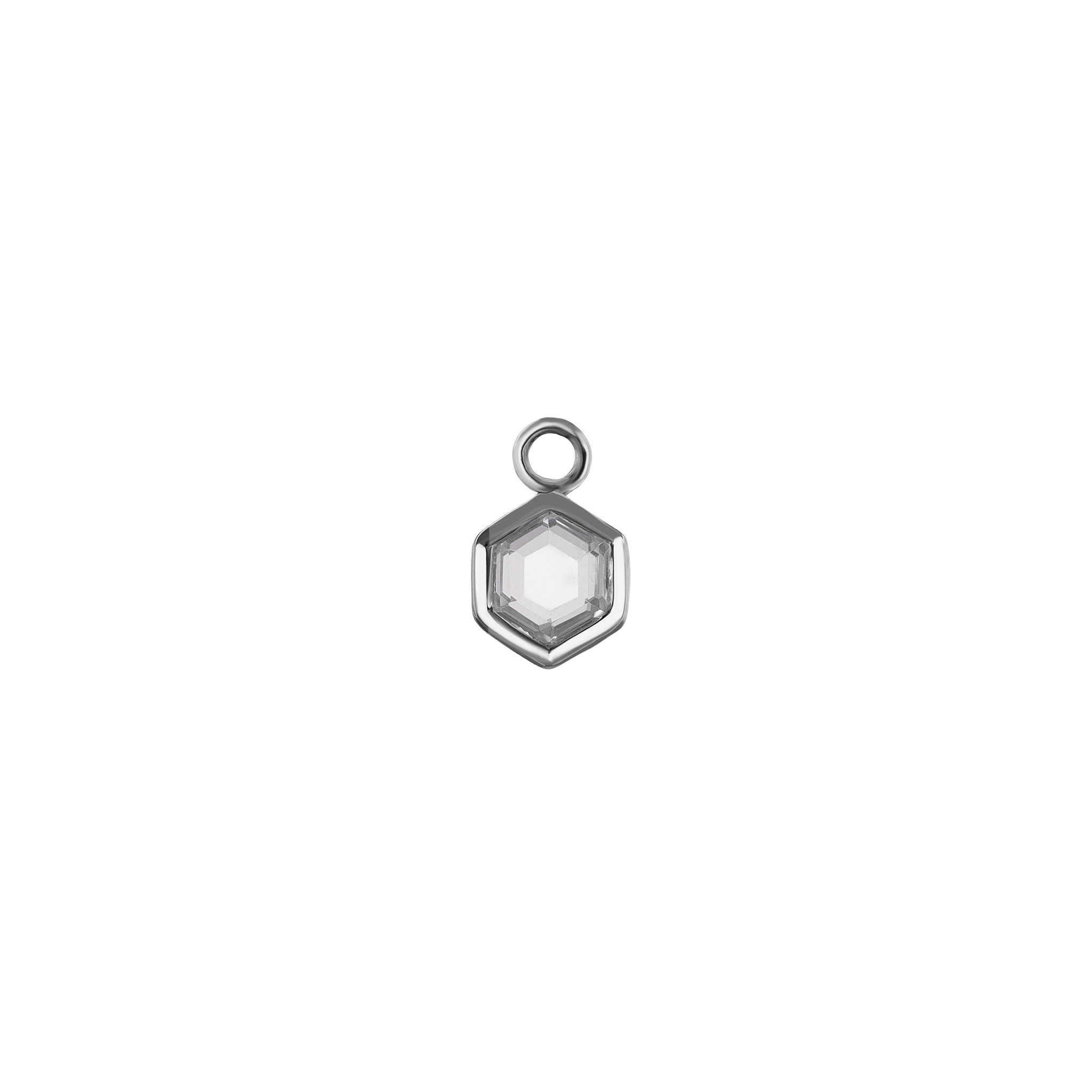 Ela • 14K Gold Hexagon Gemstone Hoop Charm