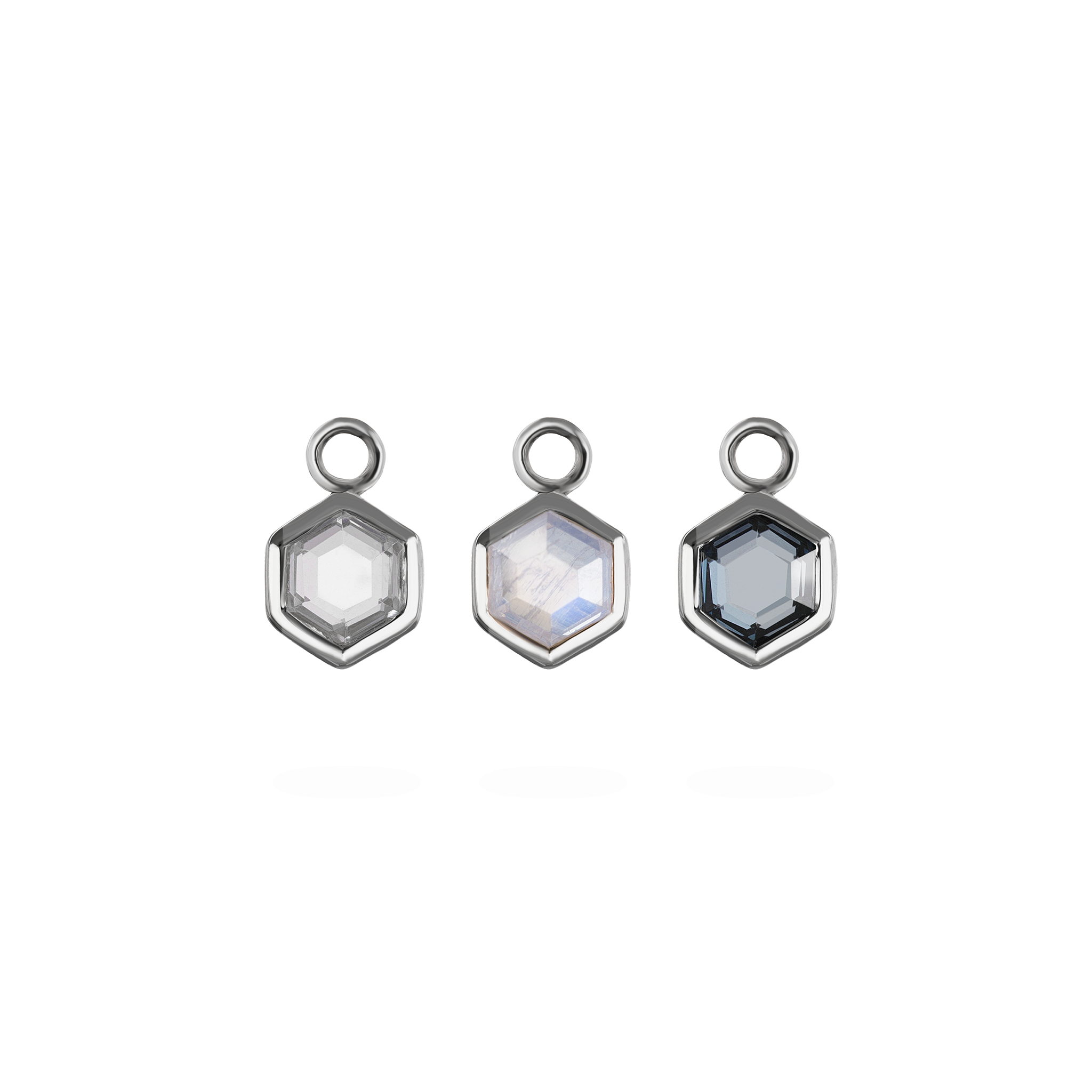 Ela • 14K Gold Hexagon Gemstone Hoop Charm
