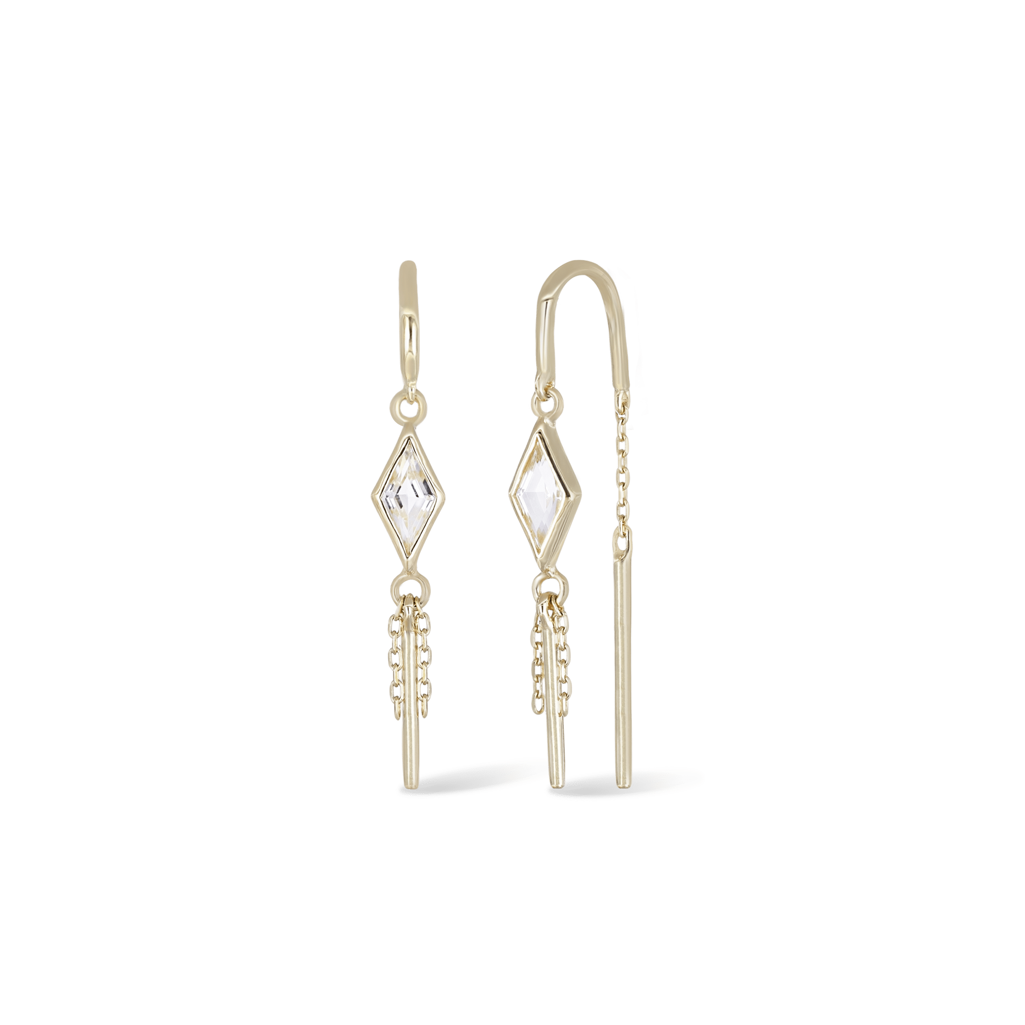 BEATTI Earring BTEG059 • 14K Gold Dangle Chain Hoop Threader BTEG059 • 14K Gold Dangle Chain Hoop Threader