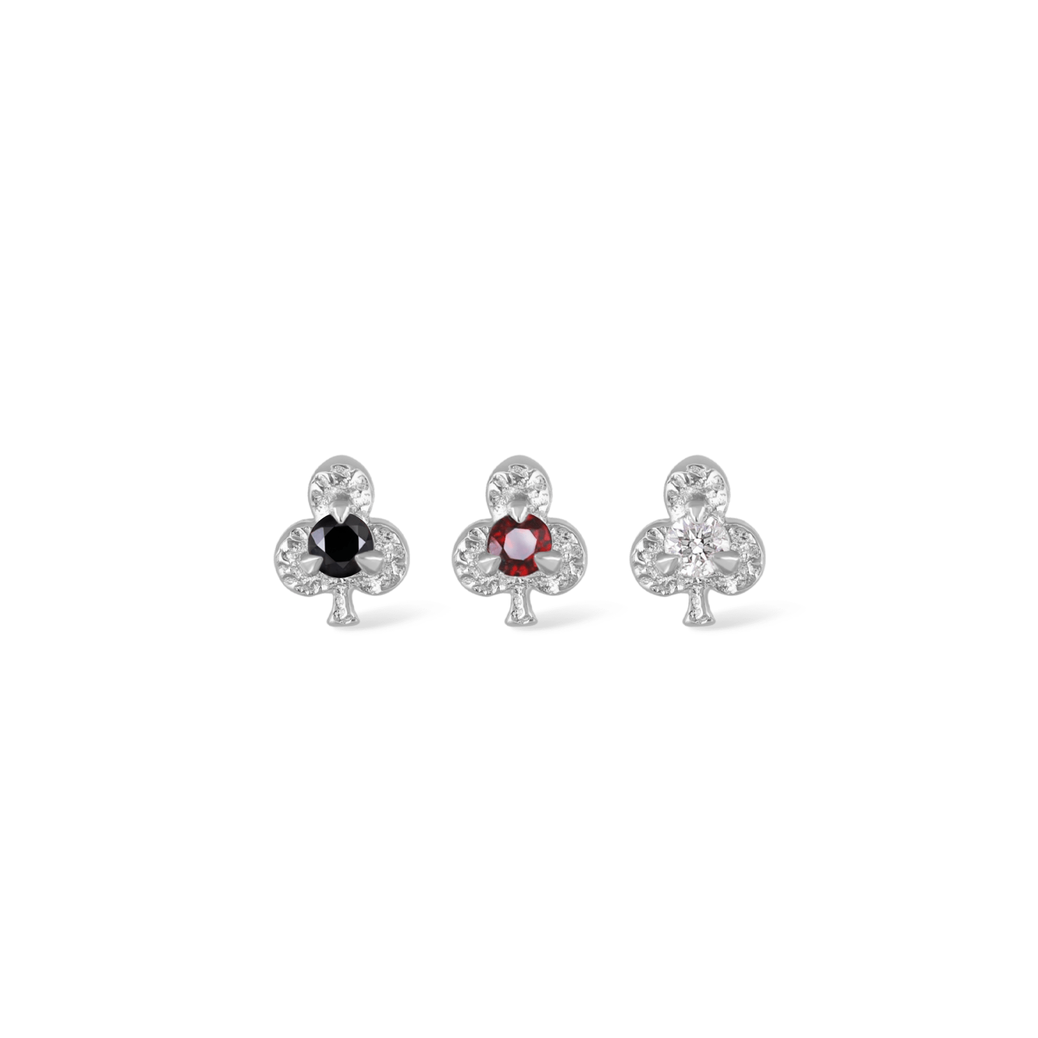 BEATTI Threadless Ends White Gold / Black Diamond BTPRG100 • 14K Gold Clubs Gemstone Threadless End BTPRG100 BTPRG100 • 14K Gold Clubs Gemstone Threadless End