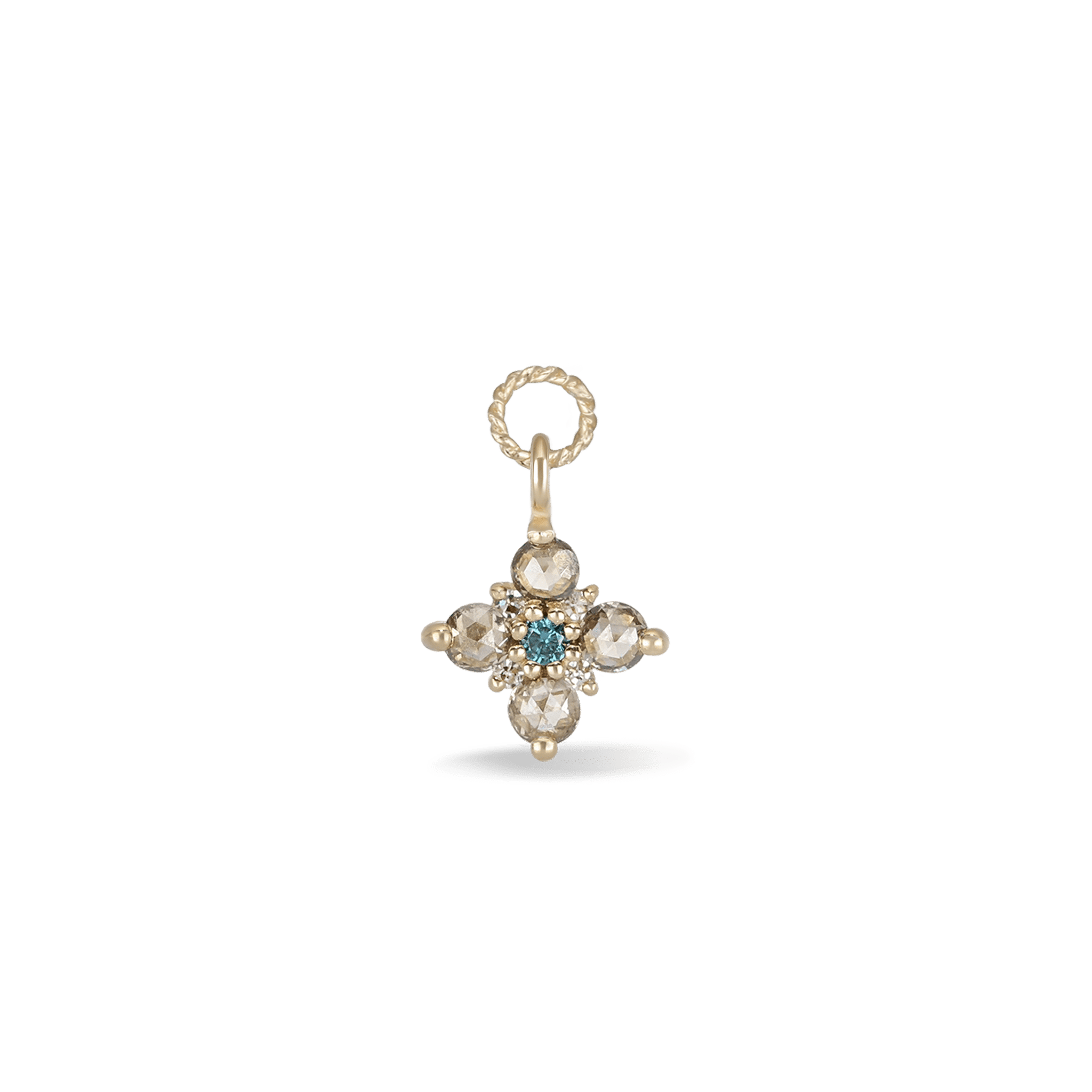 BEATTI Charms Gold / Brown Diamond Flora • Rose Cut Brown Diamonds Hoop Charm BTPG104 BD Flora • Rose Cut Brown Diamonds Hoop Charm