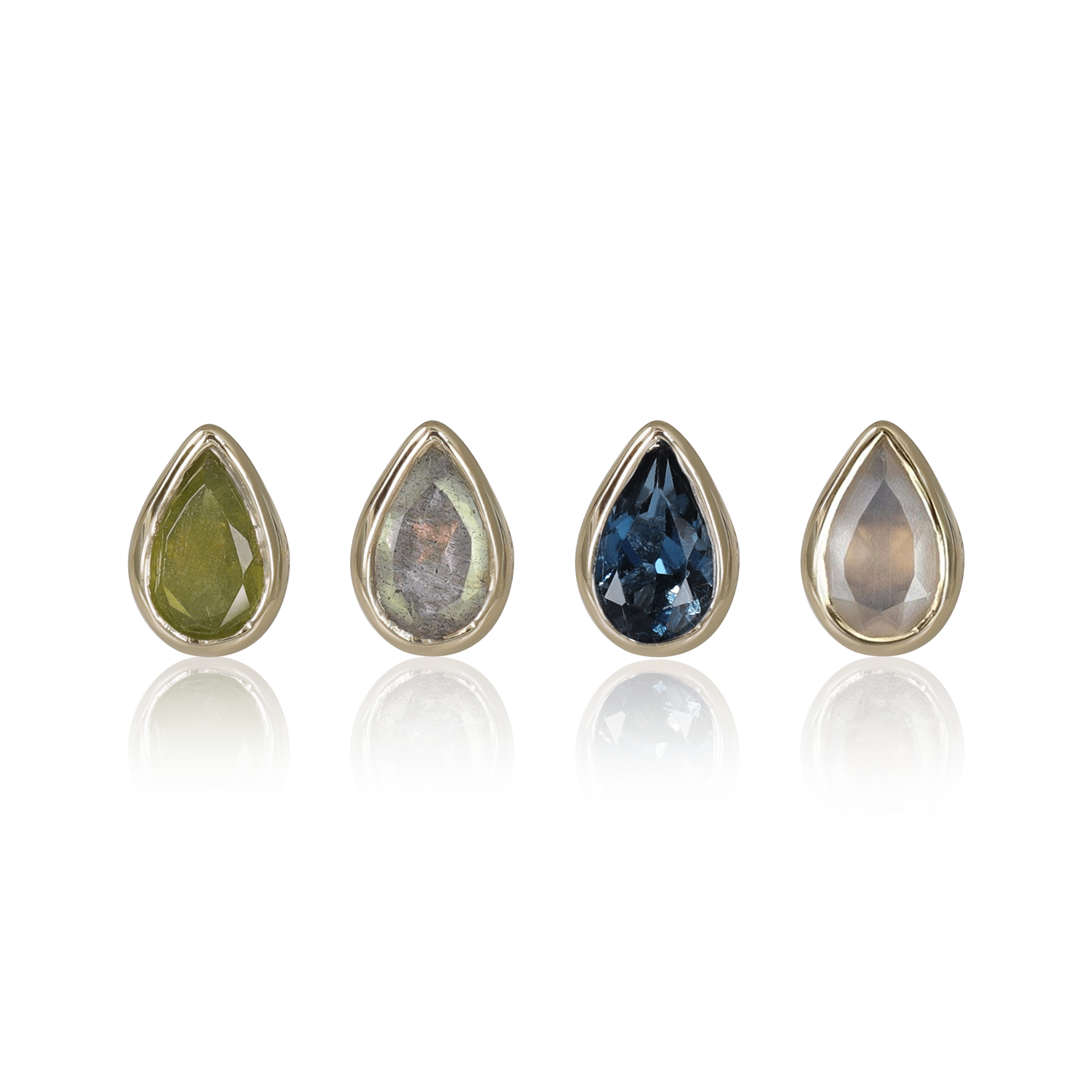 Jade • Teardrop Gemstone Threadless Ends