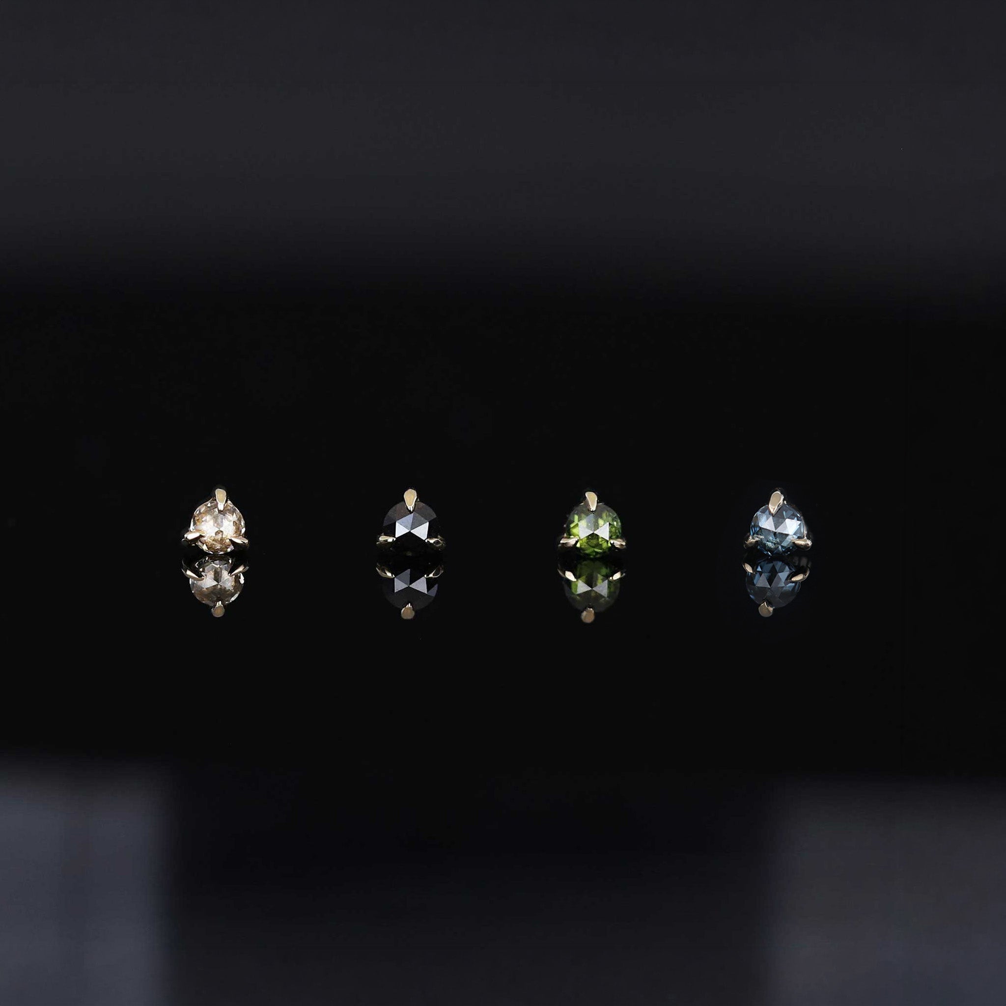 2mm Rose Cut Diamond 3-Prong Flat Back Stud