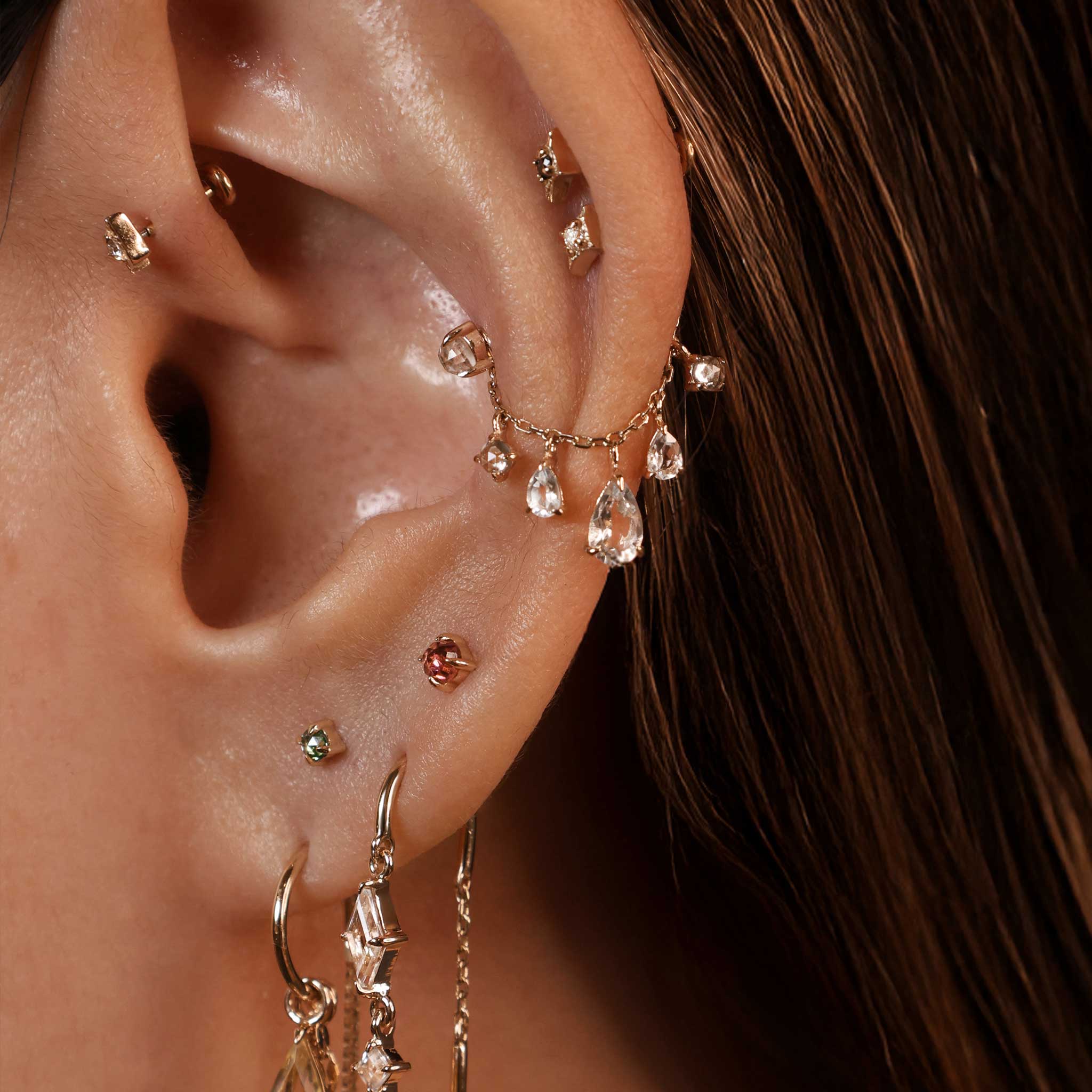BEATTI Threadless Ends 2mm Rose Cut Diamond 4-Prong Flat Back Stud 2mm Rose Cut Diamond 4-Prong Flat Back Stud