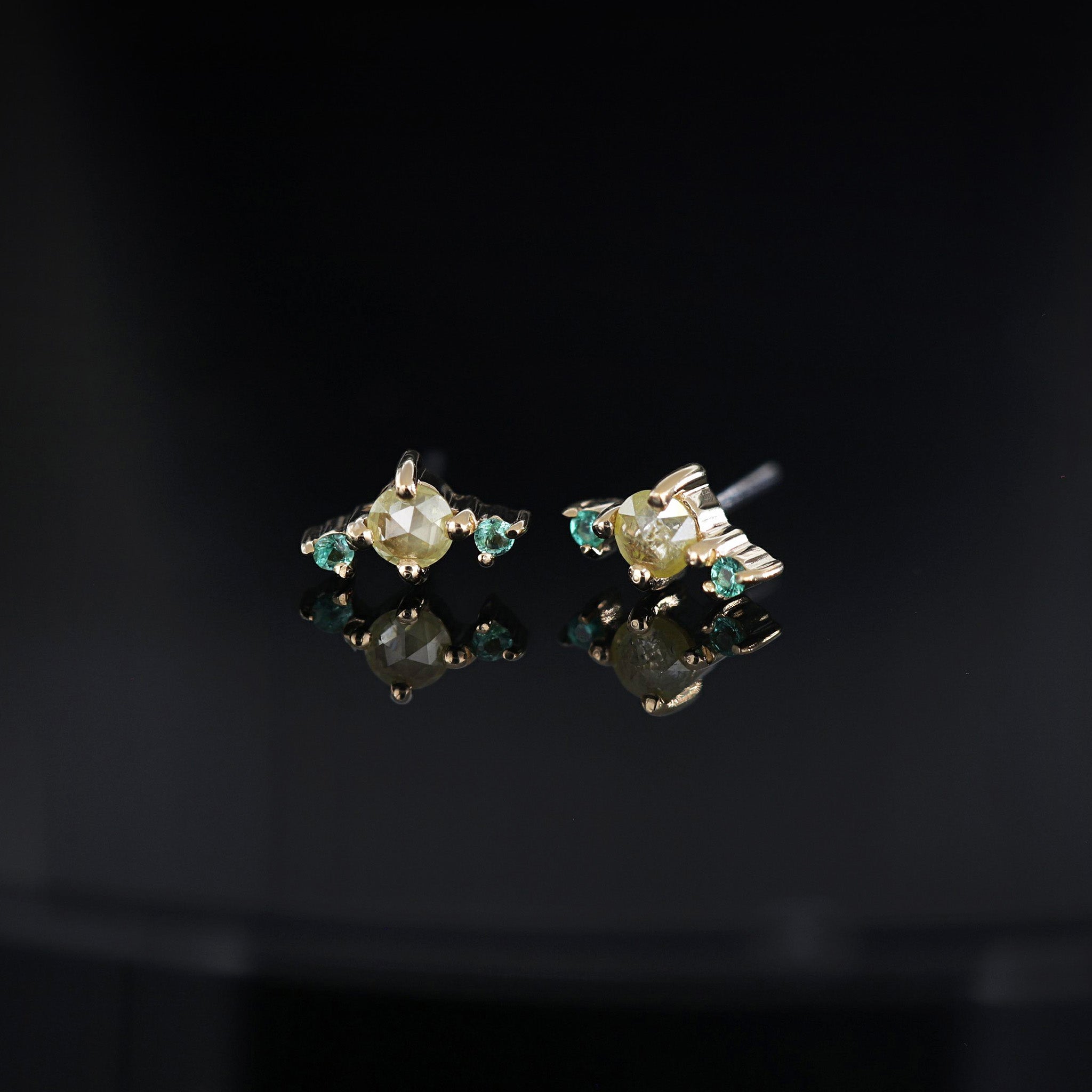 Astrid • Rose Cut Diamond Trio Flat Back Stud