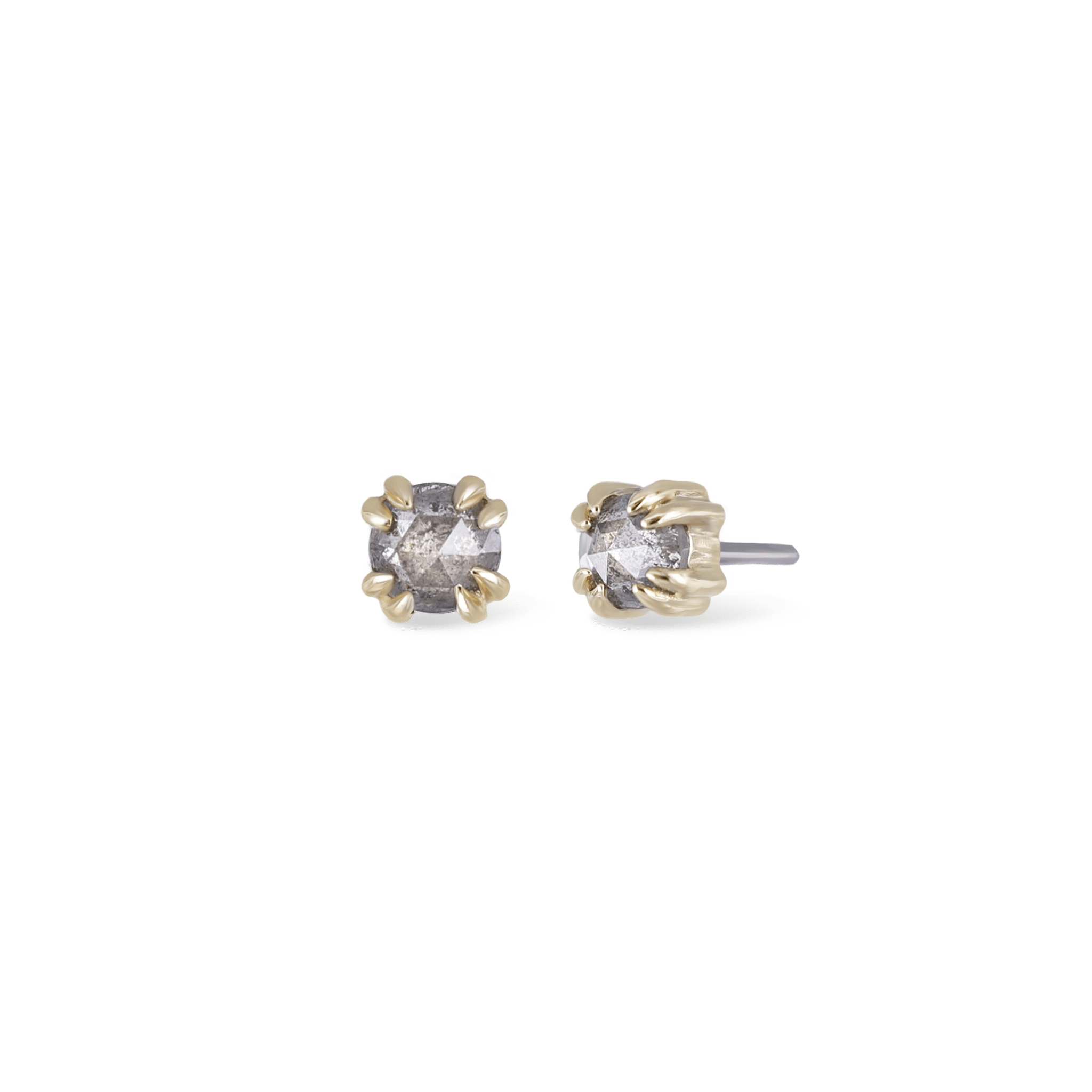 BEATTI Threadless Ends Gold / Salt and Pepper Diamond BTPRG074 • 14K Gold Gemstone Threadless End BTPRG074 STPRD BTPRG074 • 14K Gold Gemstone Threadless End