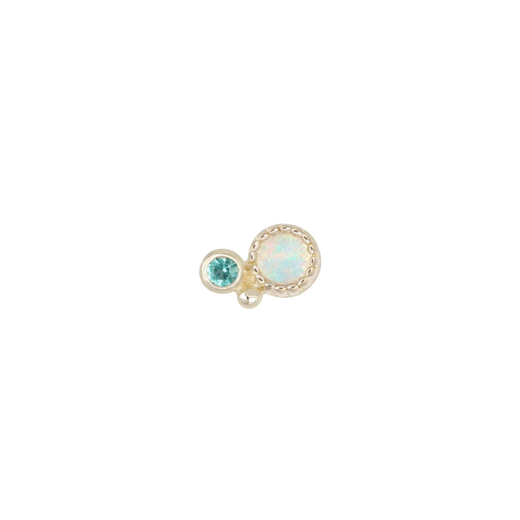 BEATTI Threadless Ends Gold / Opal + Emerald / Right Twinette • 14K Gold Gemstone Threadless End BTPRG076 Twinette • 14K Gold Gemstone Threadless End