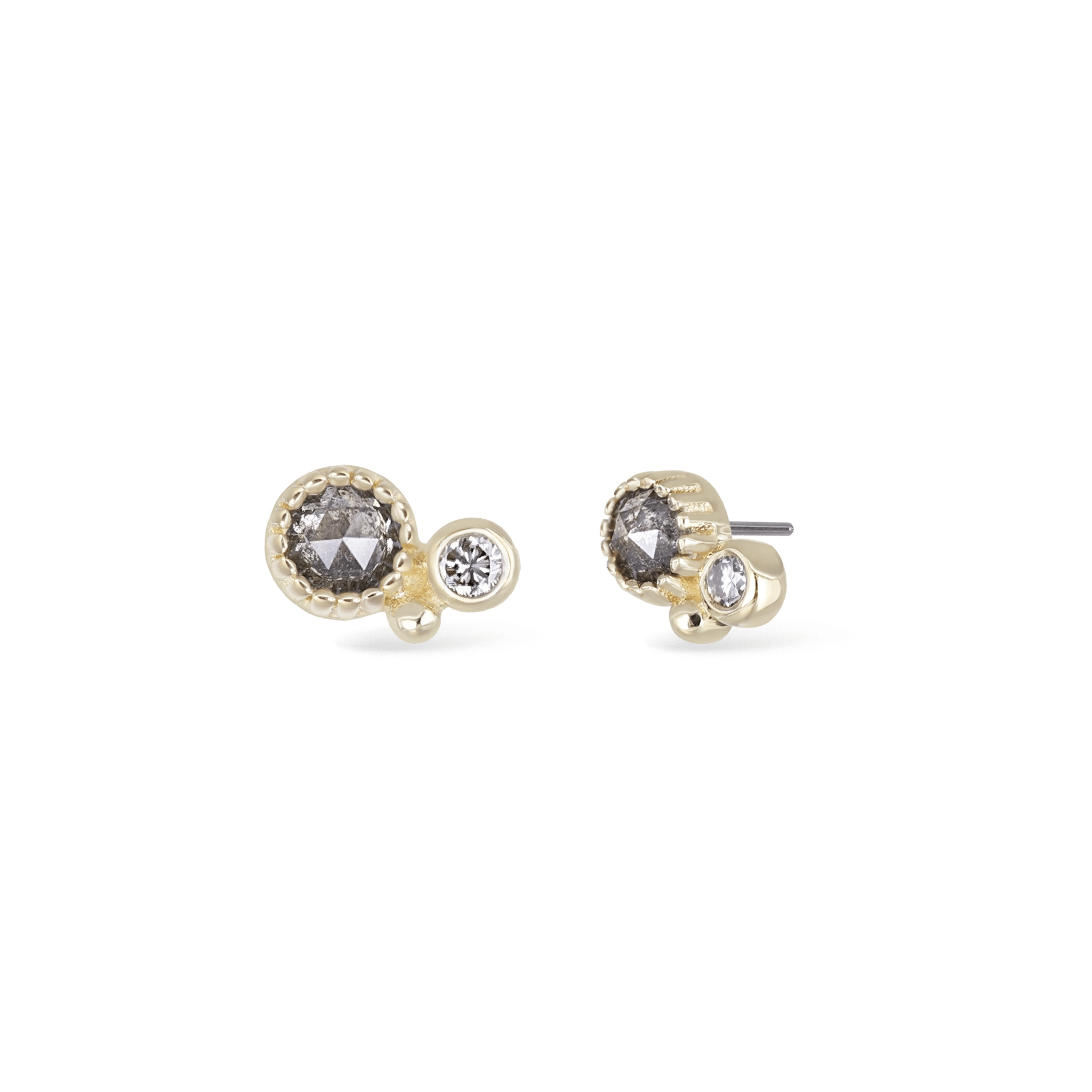 BEATTI Threadless Ends Gold / Salt and Pepper Diamond BTPRG076 • 14K Gold Gemstone Threadless End BTPRG076 STPRD WD BTPRG076 • 14K Gold Gemstone Threadless End