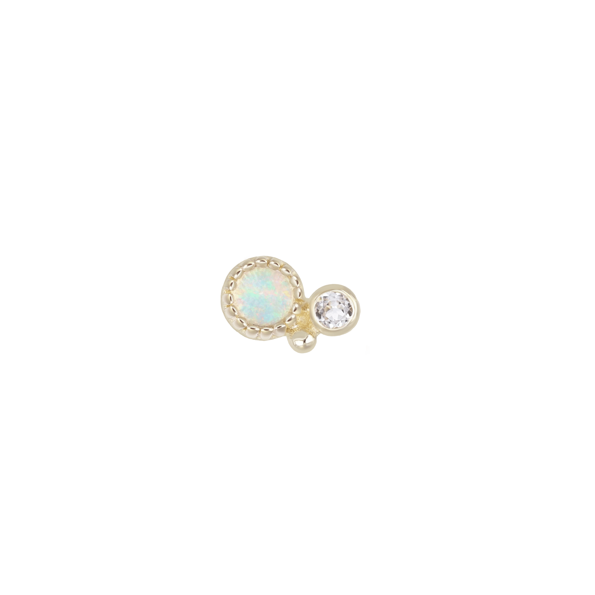 BEATTI Threadless Ends Gold / Opal + White Topaz / Left Twinette • 14K Gold Gemstone Threadless End BTPRG076 Twinette • 14K Gold Gemstone Threadless End