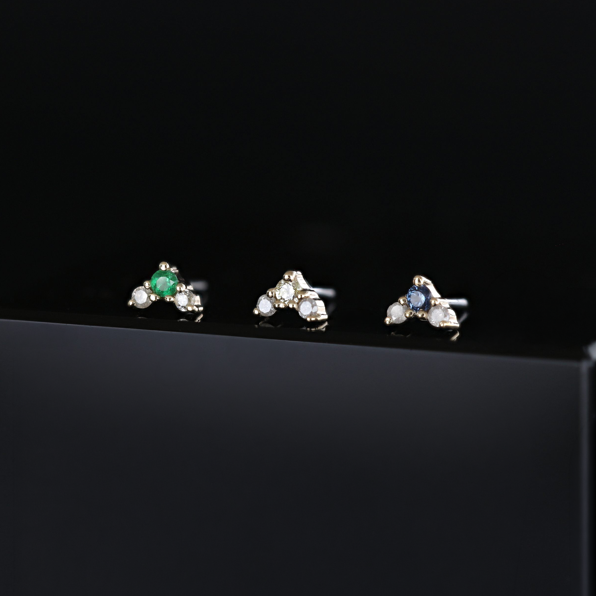 Fio • Micro Gemstone & Icy Diamond Cluster Flat Back Stud