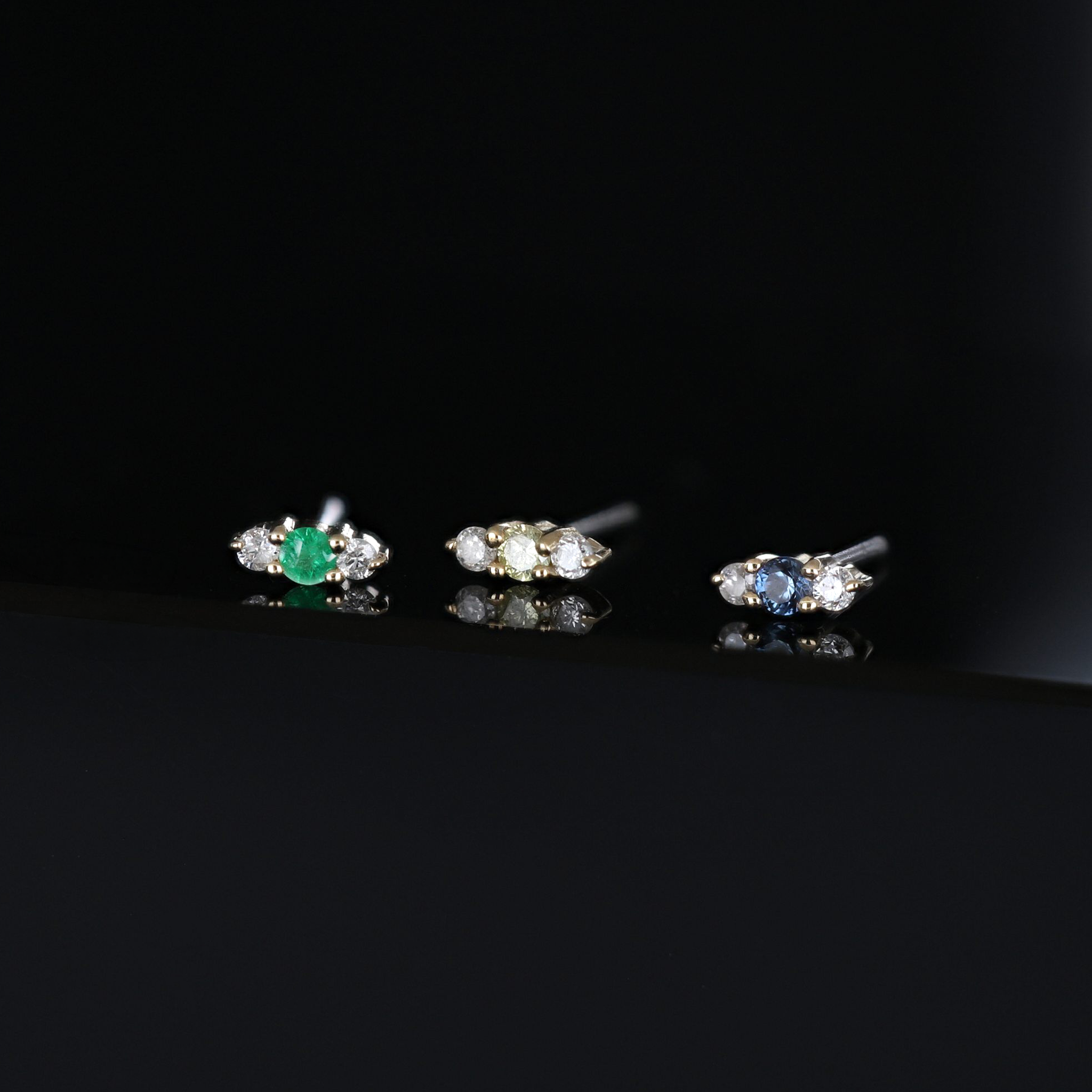 Miette • Micro Gemstone & Icy Diamond Flat Back Stud