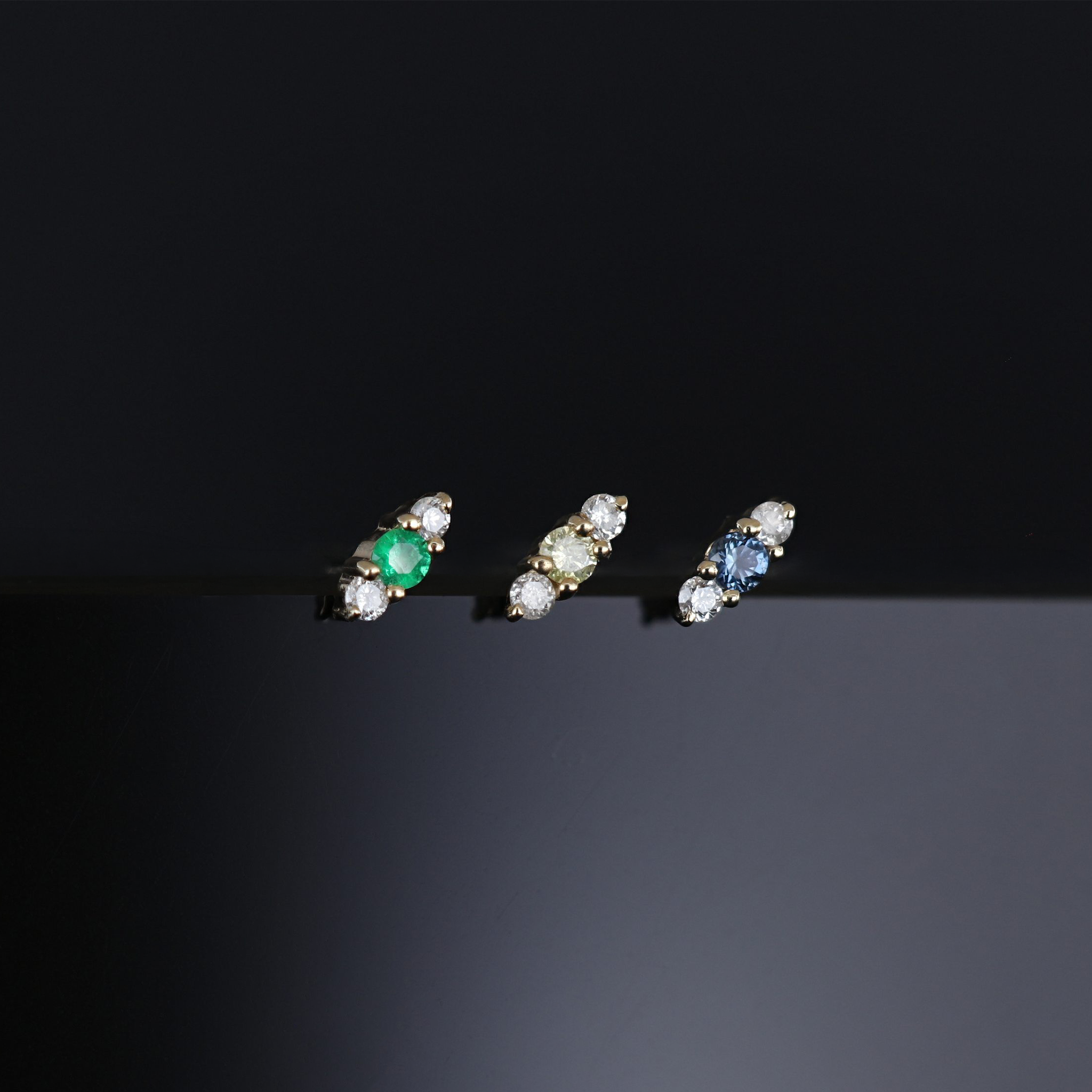 Miette • Micro Gemstone & Icy Diamond Flat Back Stud