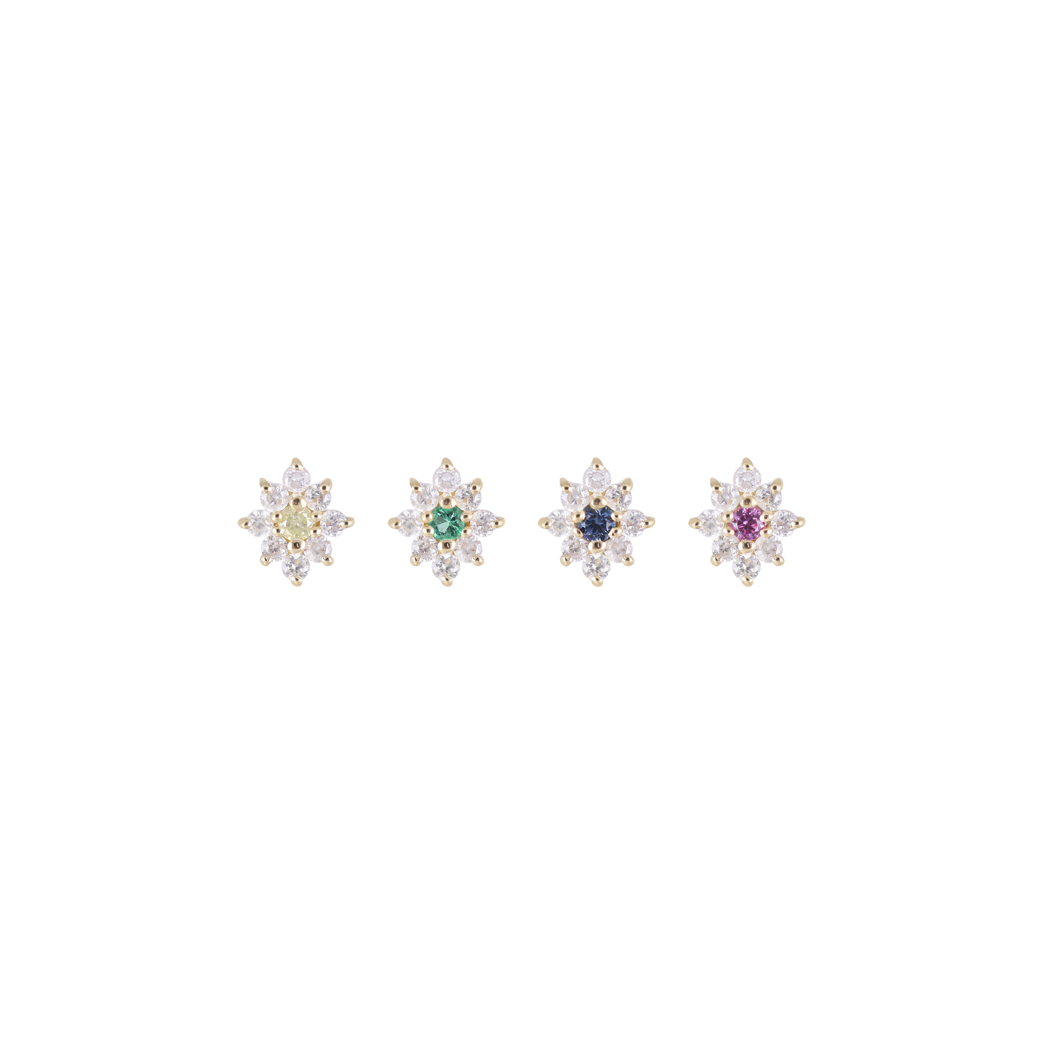 Aster • Petite Gemstone & Icy Diamond Floral Flat Back Stud