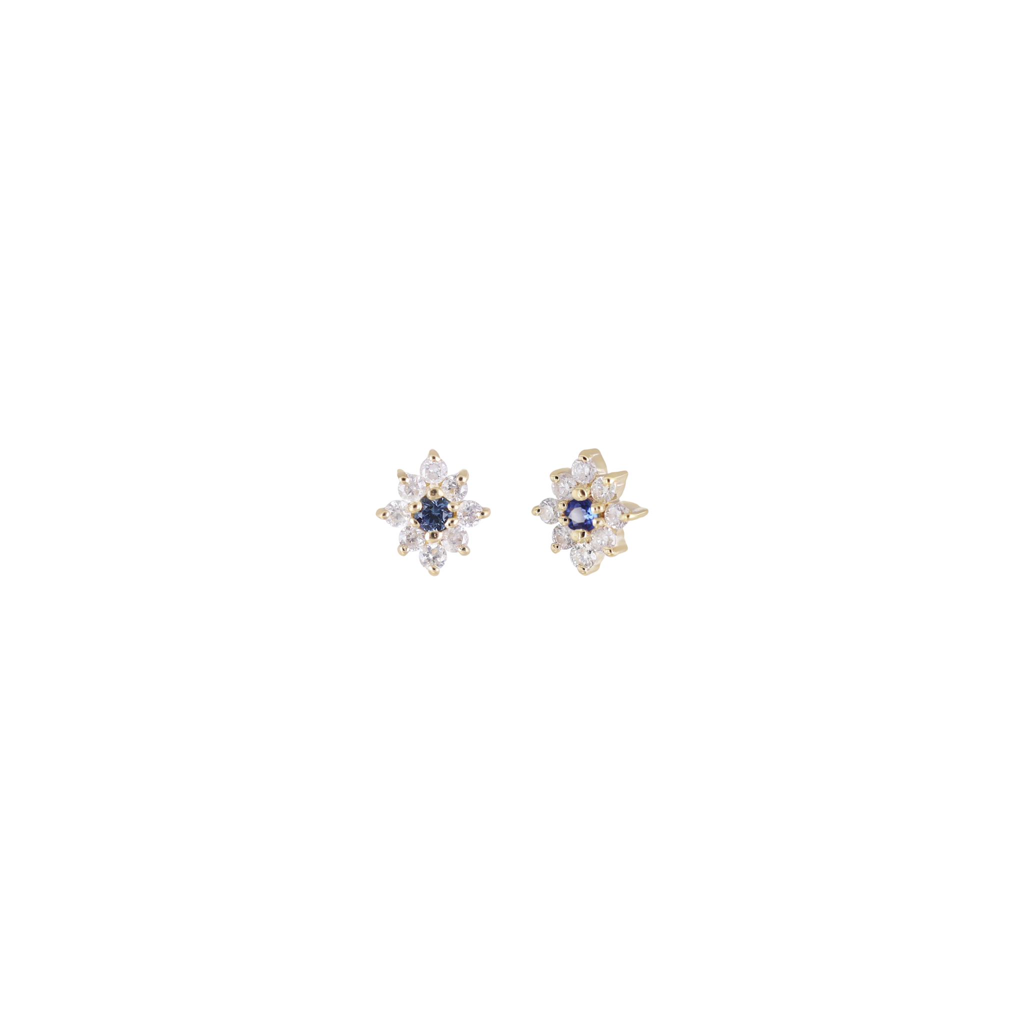 Aster • Petite Gemstone & Icy Diamond Floral Flat Back Stud