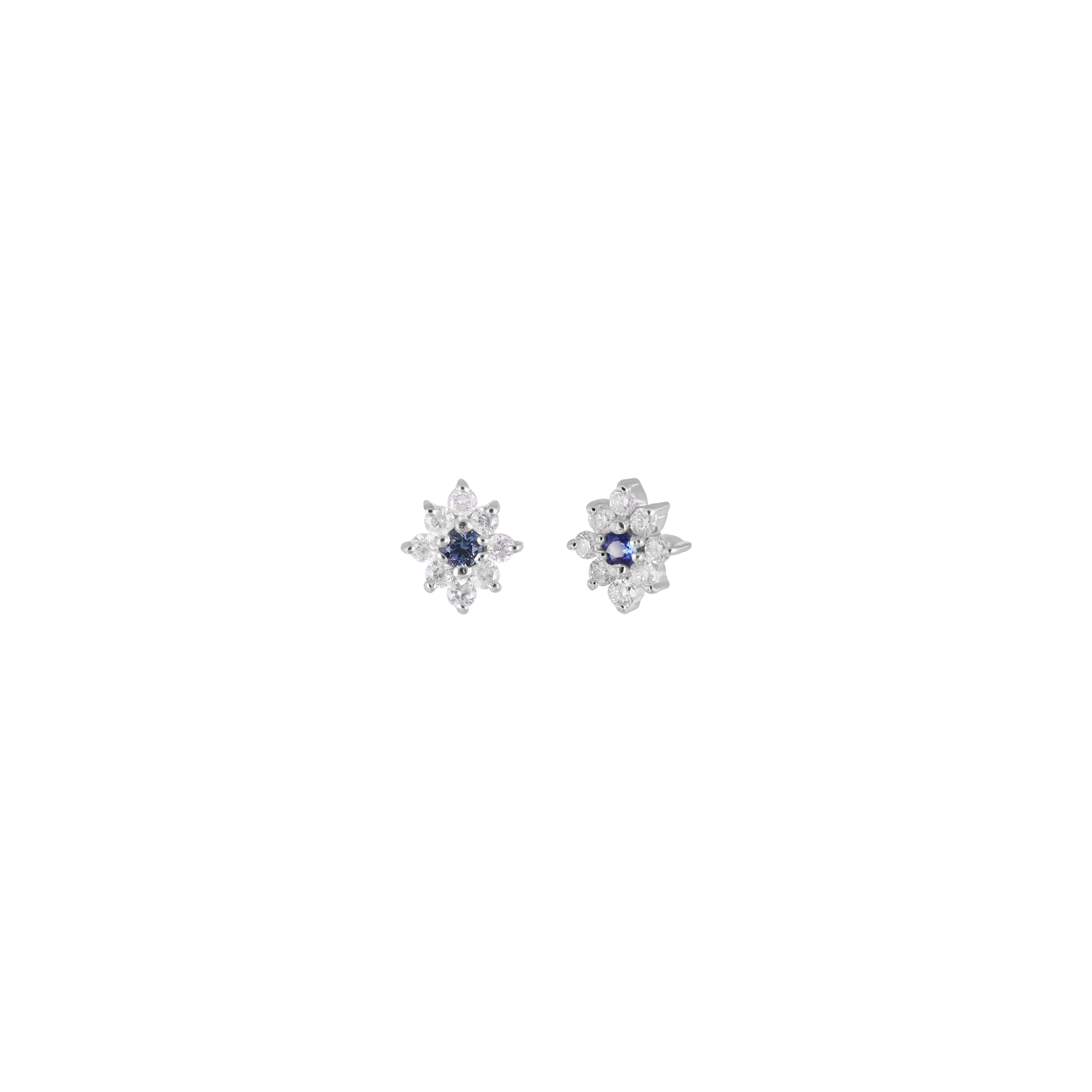 Aster • Petite Gemstone & Icy Diamond Floral Flat Back Stud