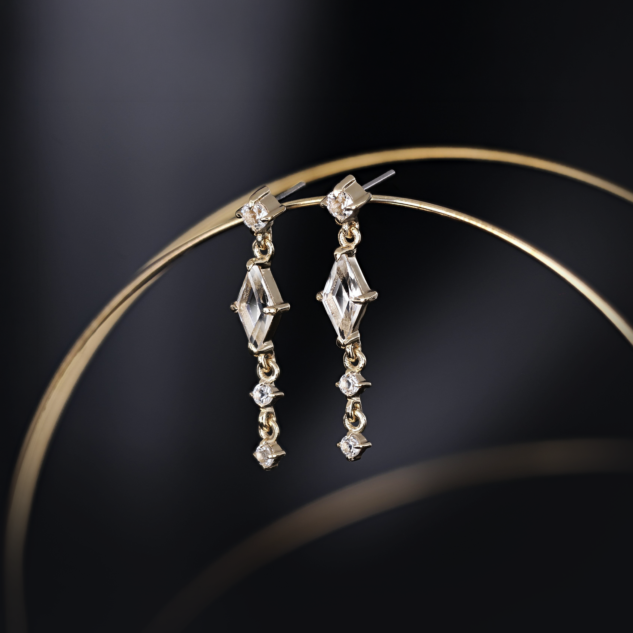 Elara • White Topaz Cascade Flat Back Stud