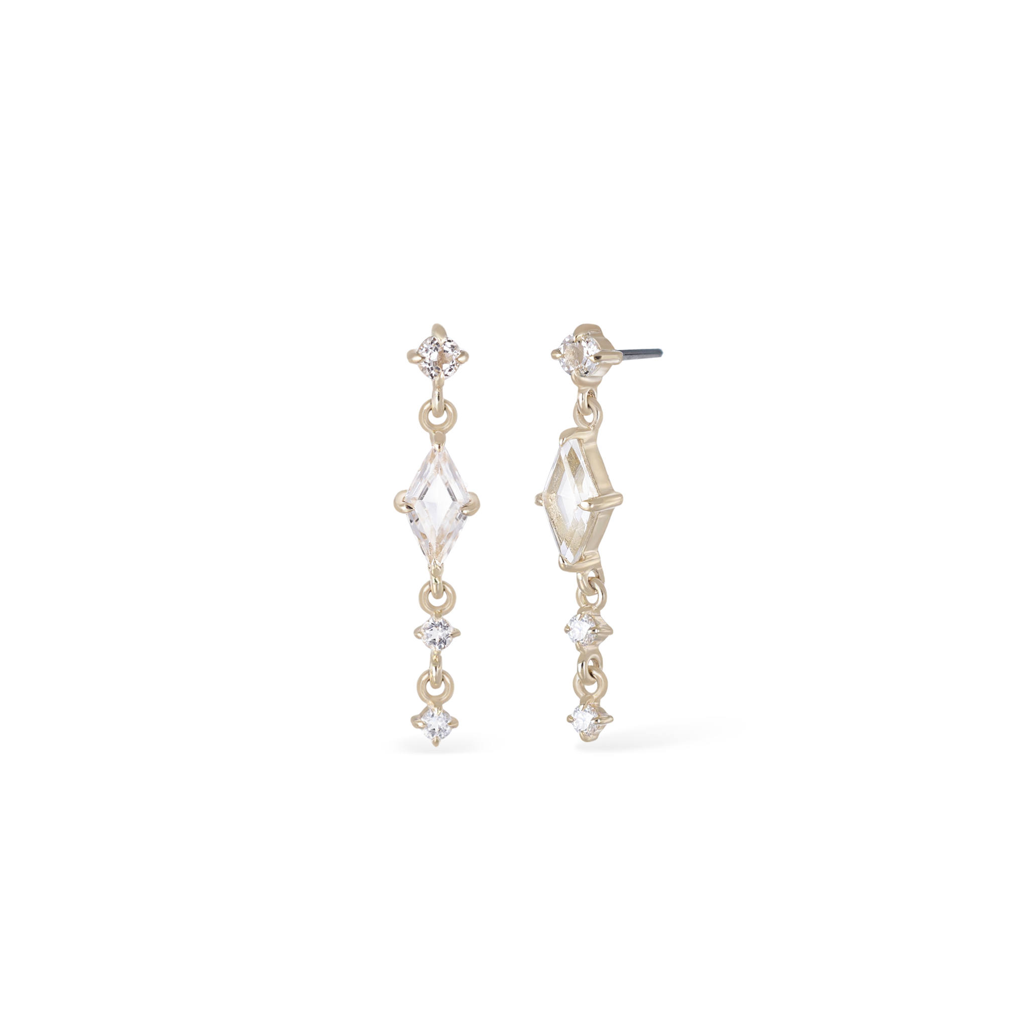 Elara • White Topaz Cascade Flat Back Stud