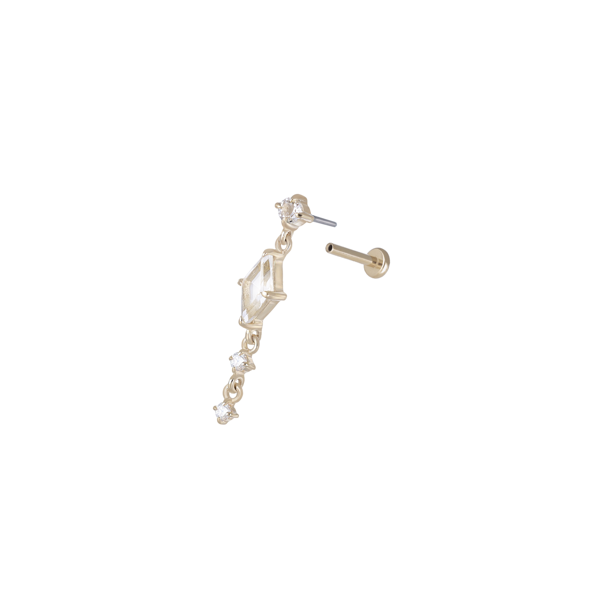 Elara • White Topaz Cascade Flat Back Stud
