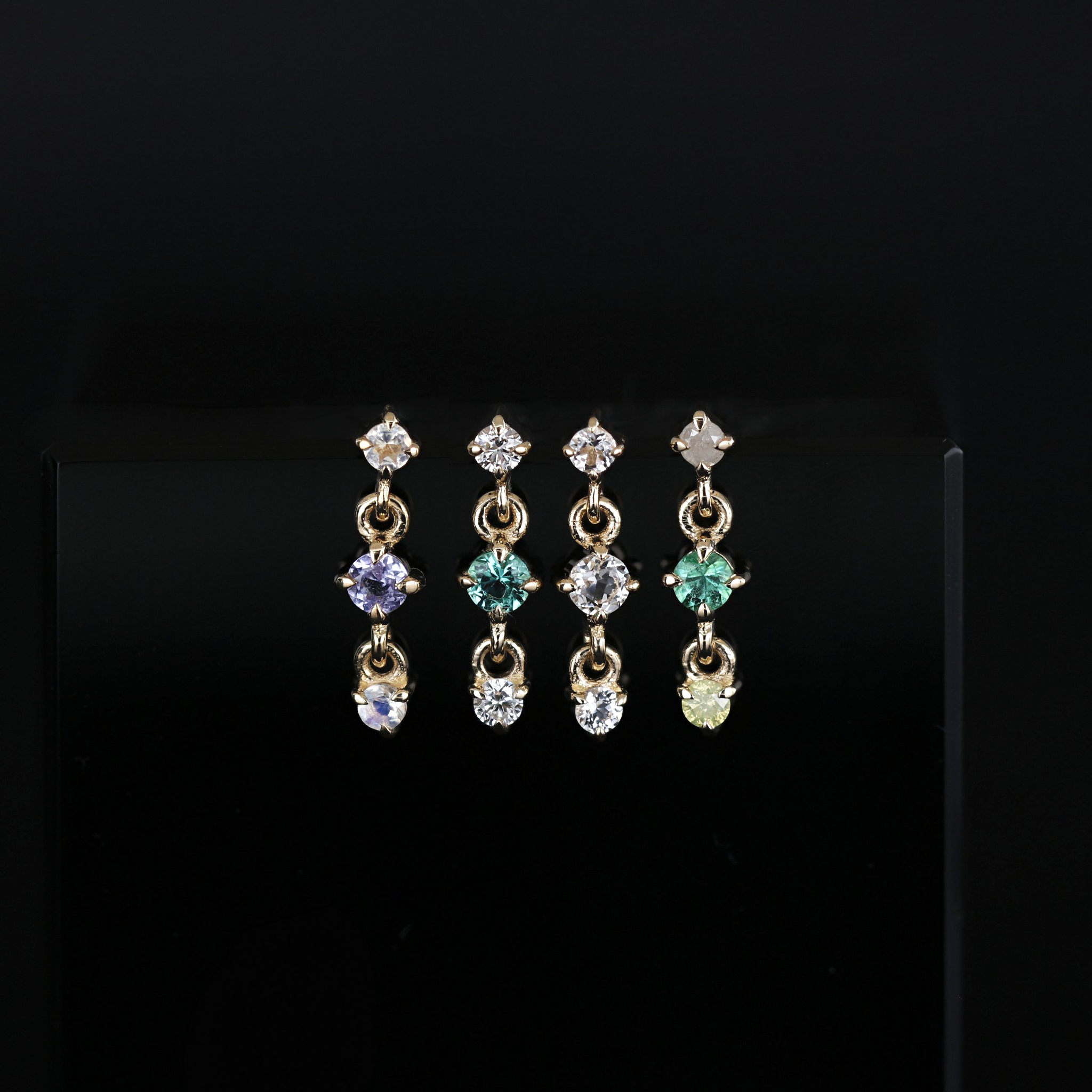 Orion • Three-Stone Drop Flat Back Stud
