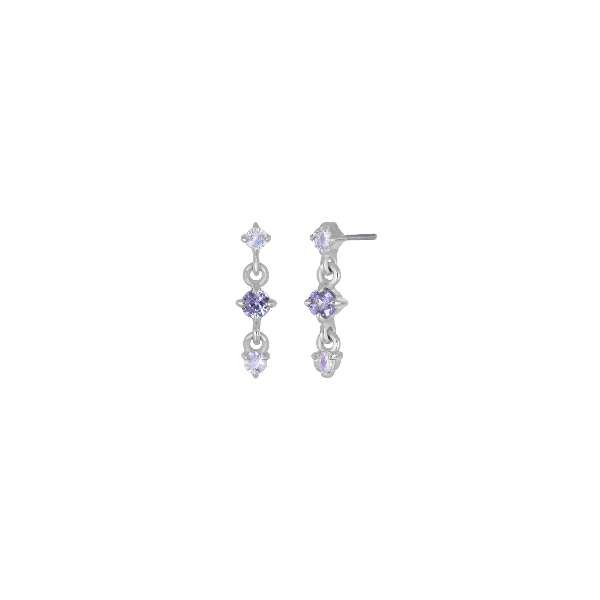 Orion • Three-Stone Drop Flat Back Stud