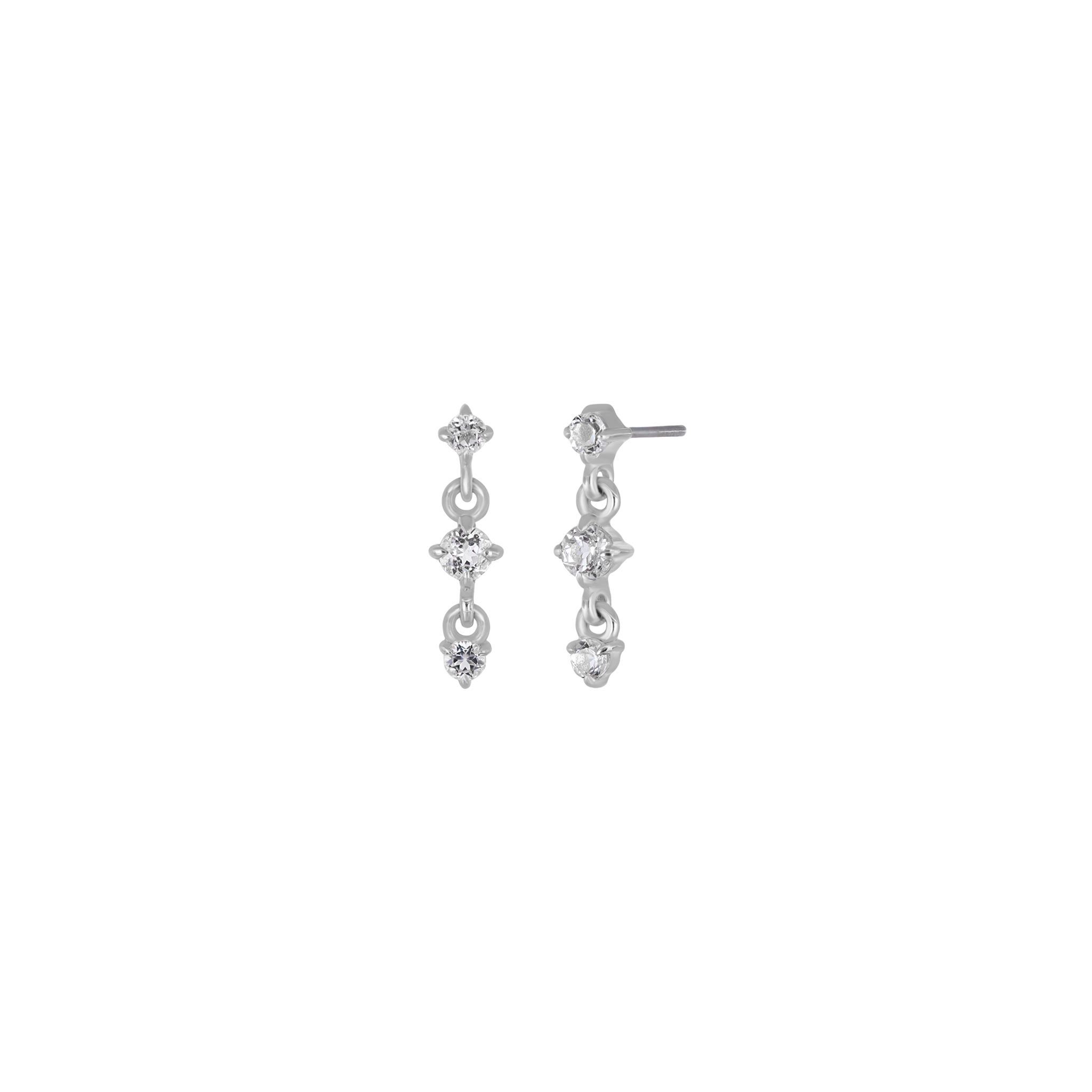 Orion • Three-Stone Drop Flat Back Stud
