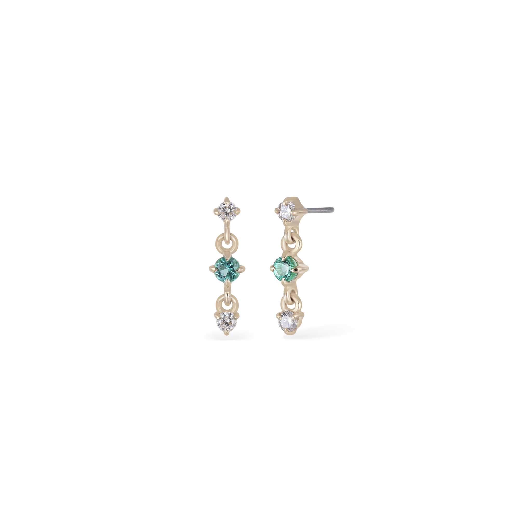 Orion • Three-Stone Drop Flat Back Stud