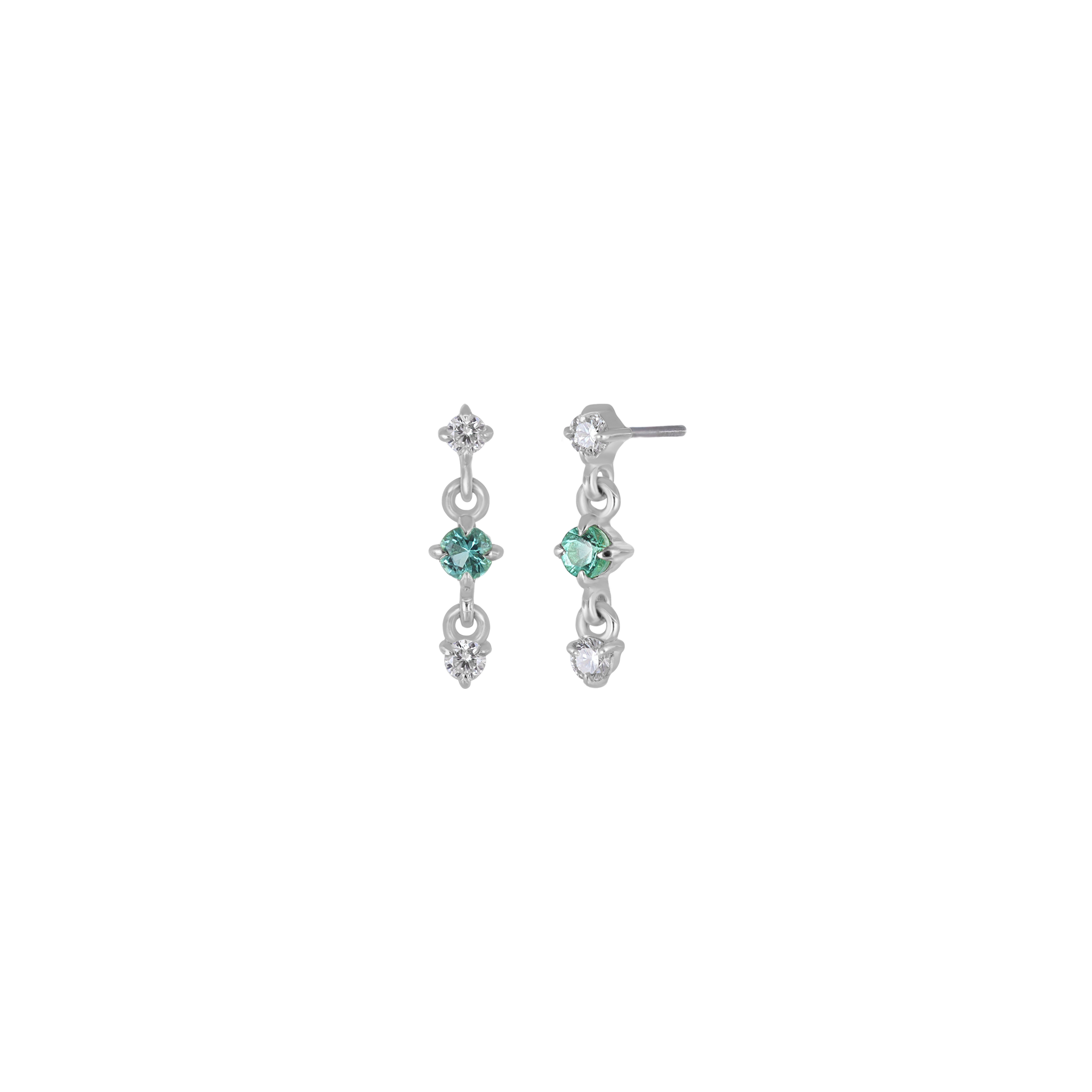 Orion • Three-Stone Drop Flat Back Stud