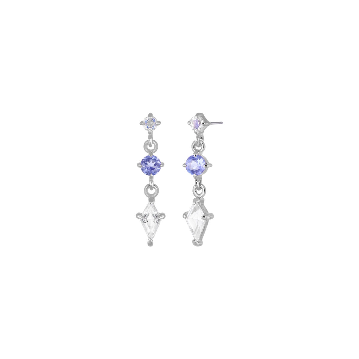 Dias • Triple Gemstone Kite Drop Flat Back Stud