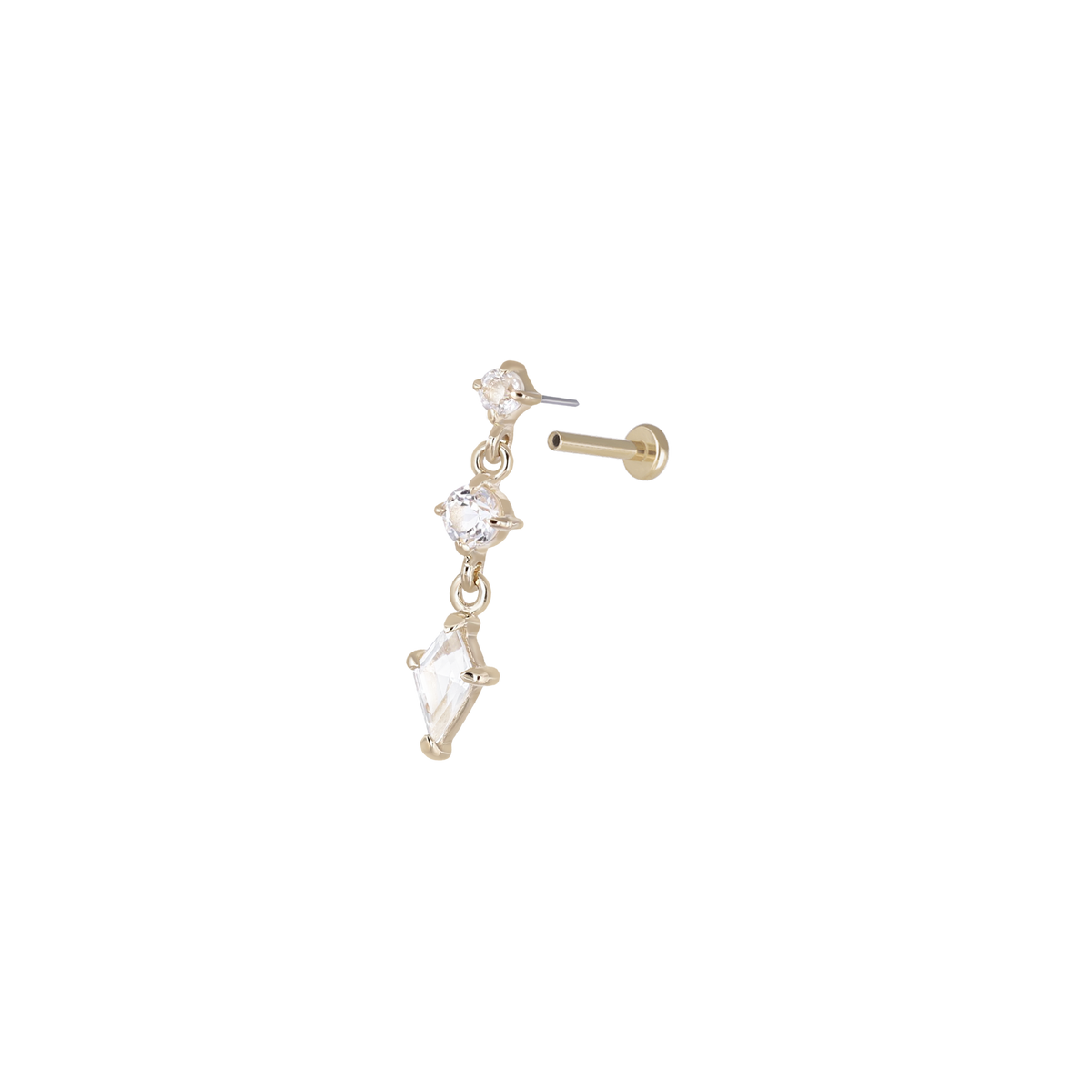 Dias • Triple Gemstone Kite Drop Flat Back Stud