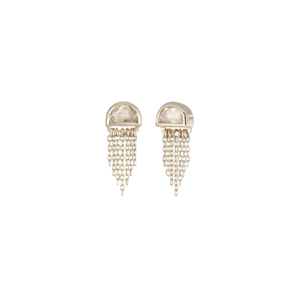 Moonjelly • Natural Gemstone Chain Tassel Flat Back Stud