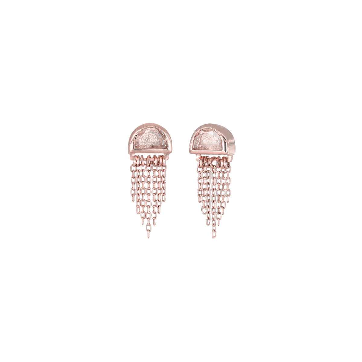Moonjelly • Natural Gemstone Chain Tassel Flat Back Stud