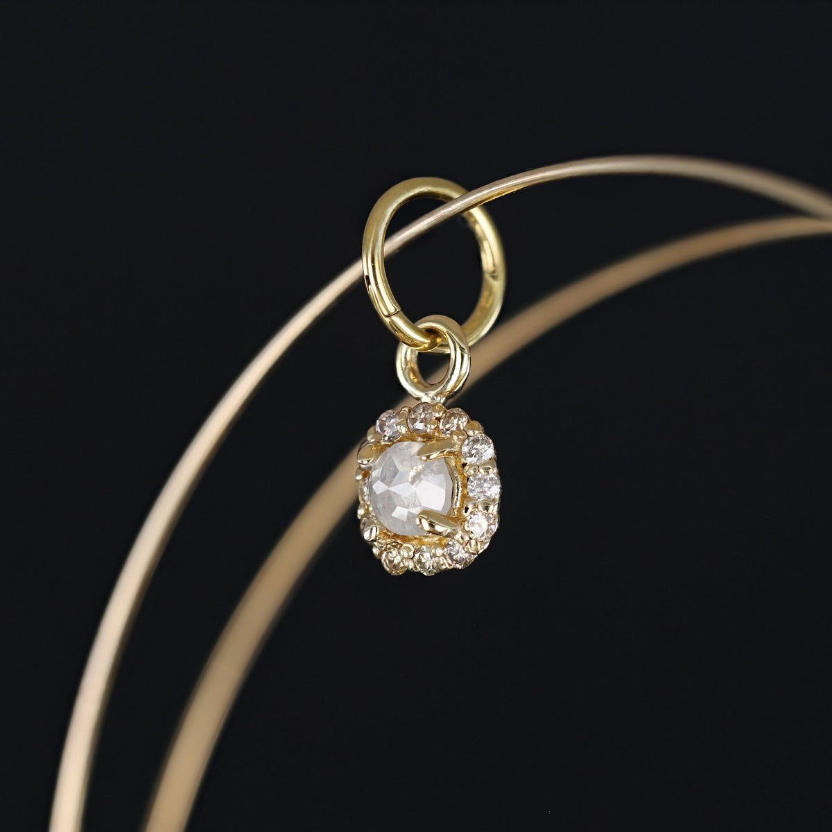 Rose Cut Diamond Halo Charm